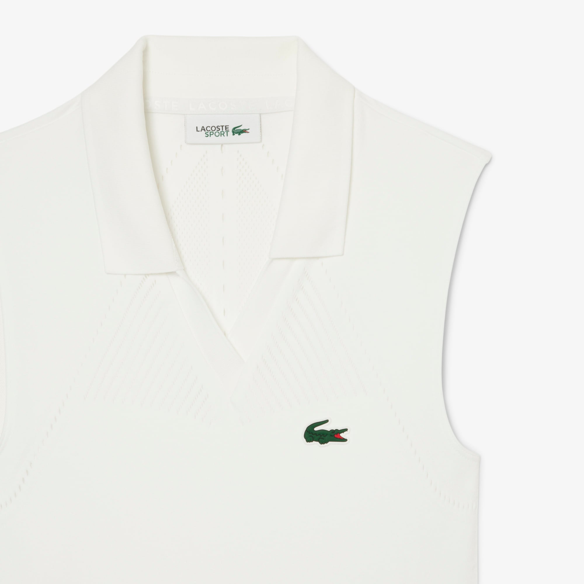 Lacoste Kadın Kolsuz V Yaka Beyaz Elbise
