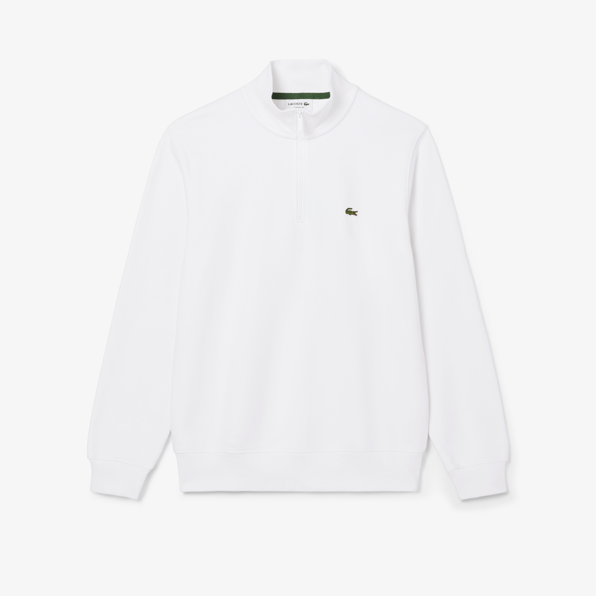 Lacoste Erkek Classic Fit Yarım Fermuarlı Beyaz Sweatshirt