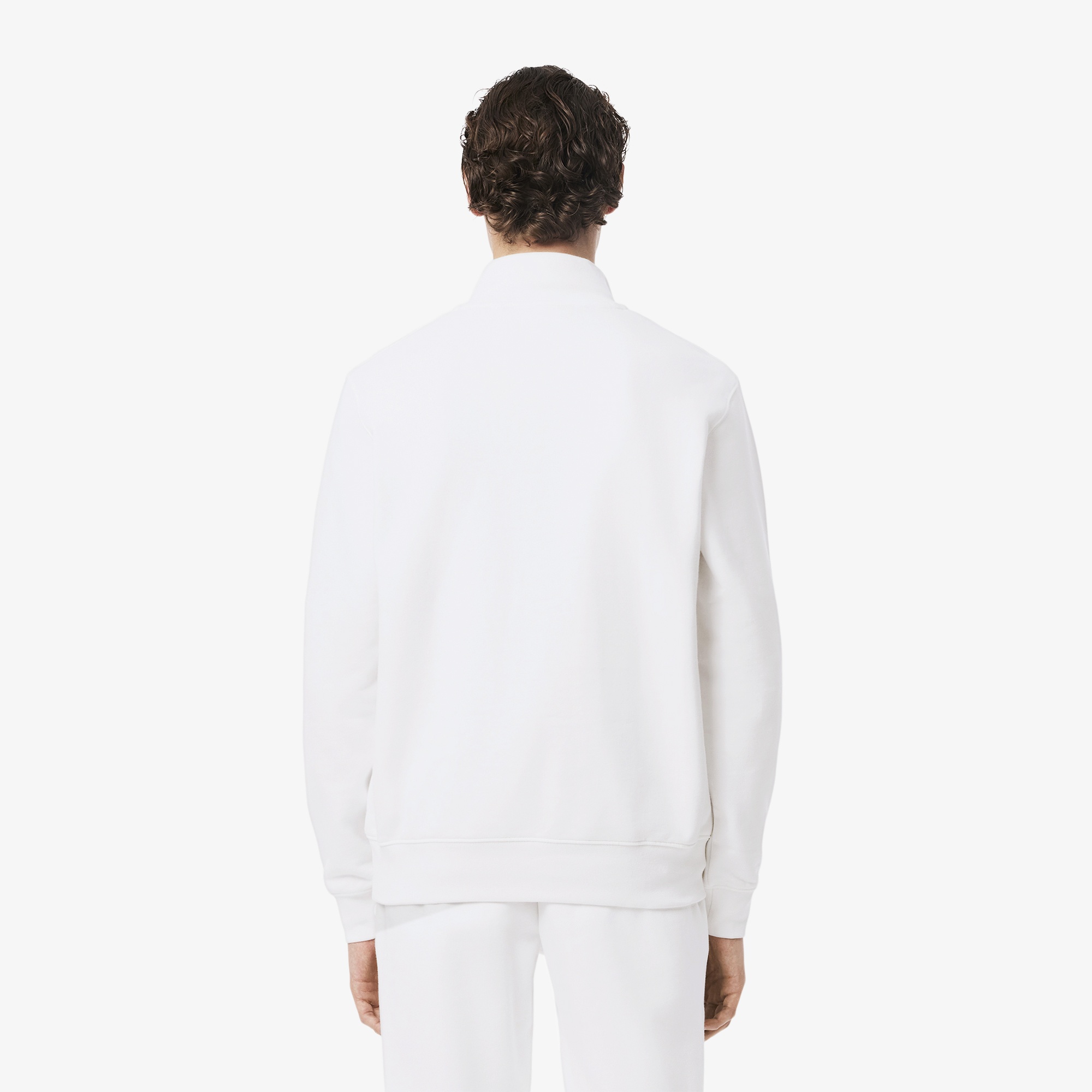 Lacoste Erkek Classic Fit Yarım Fermuarlı Beyaz Sweatshirt
