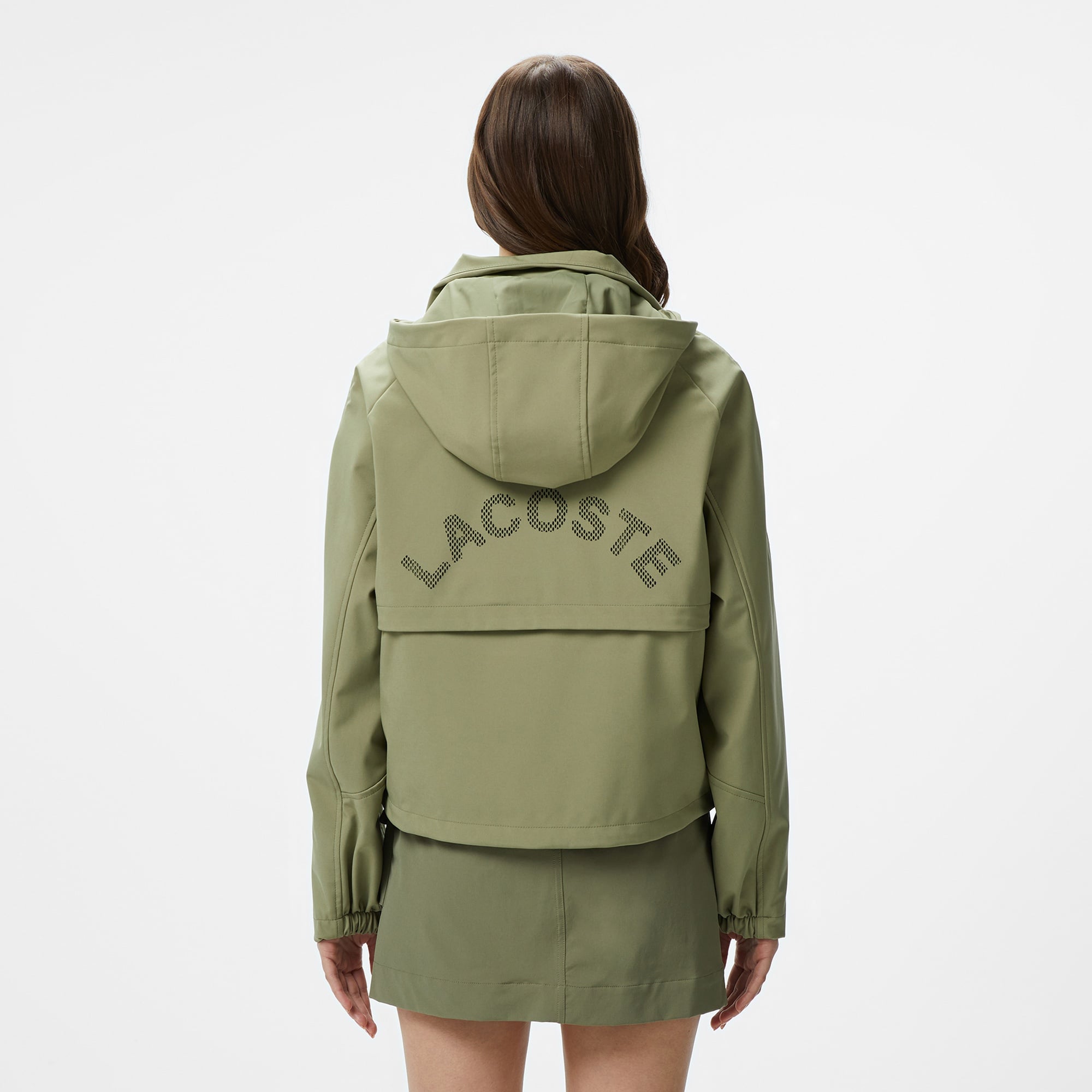 Lacoste Kadın Relaxed Fit Kapüşonlu Yeşil Yağmurluk