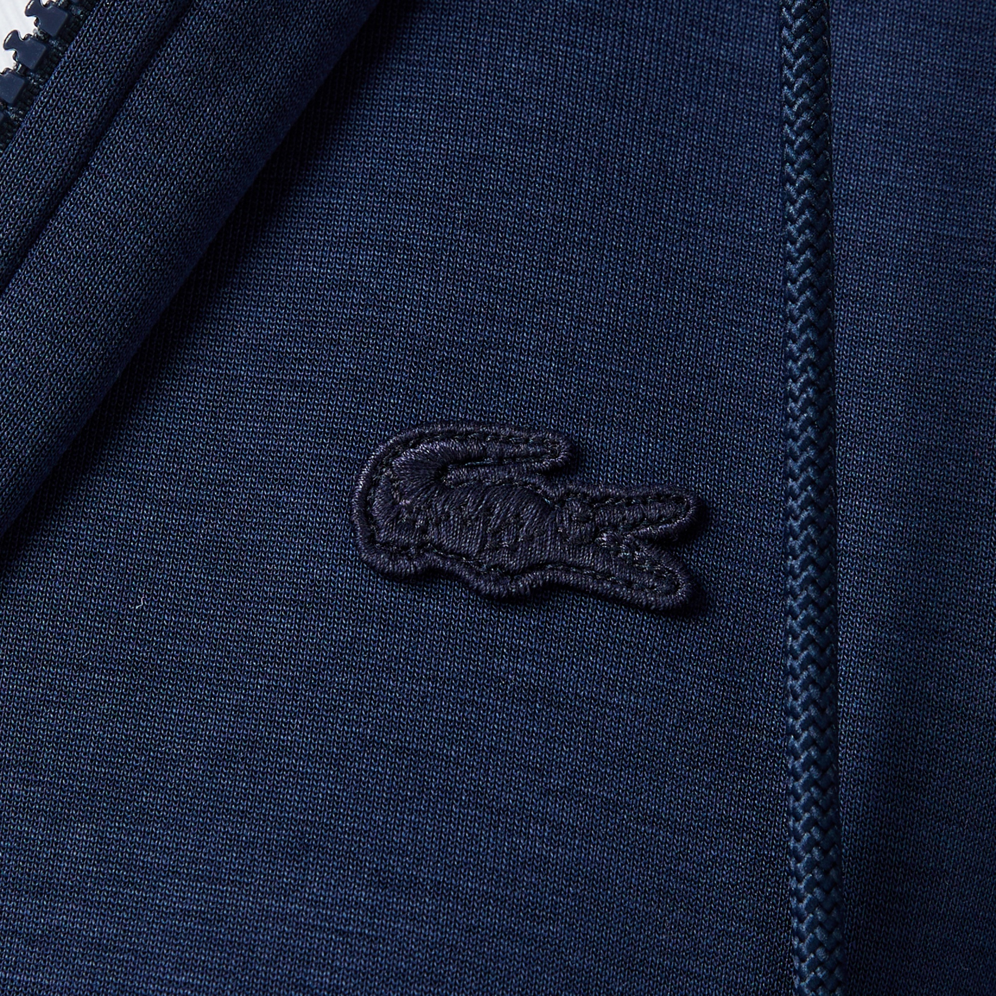 Lacoste Kadın Crop Fit Fermuarlı Renk Bloklu Lacivert Sweatshirt