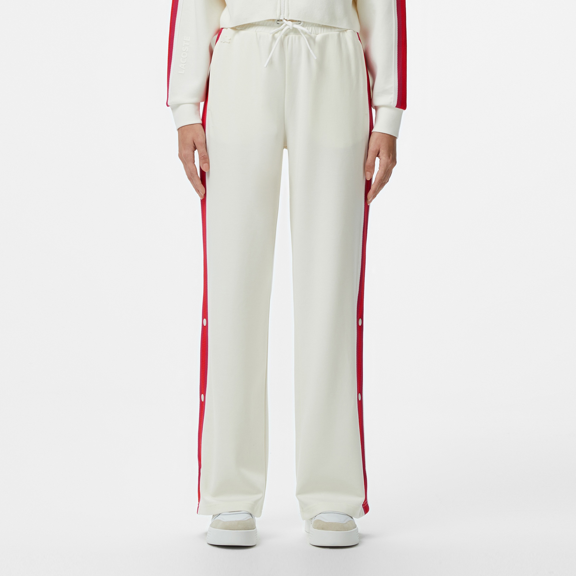 Lacoste Kadın Relaxed Fit Renk Bloklu Beyaz Eşofman Altı