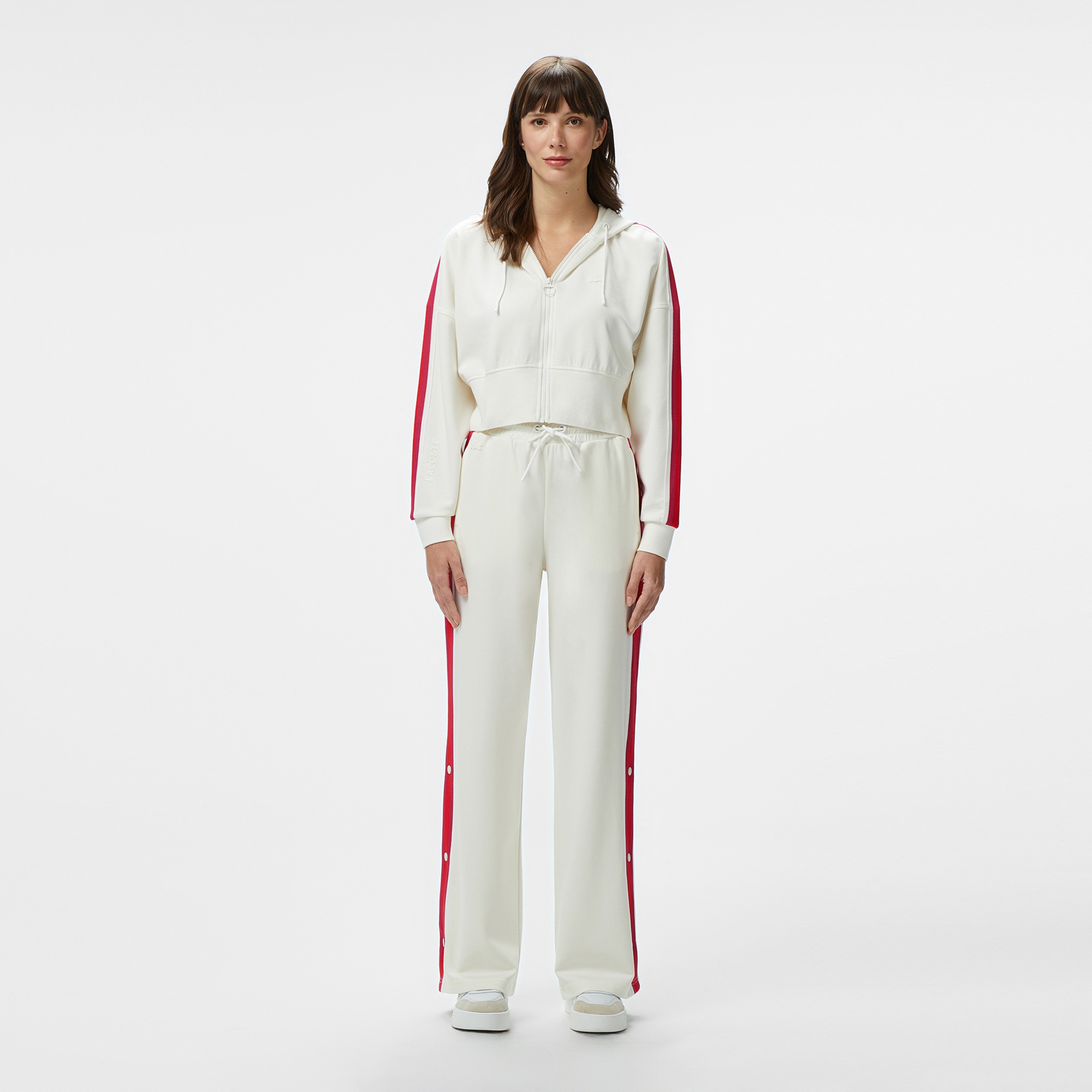 Lacoste Kadın Relaxed Fit Renk Bloklu Beyaz Eşofman Altı