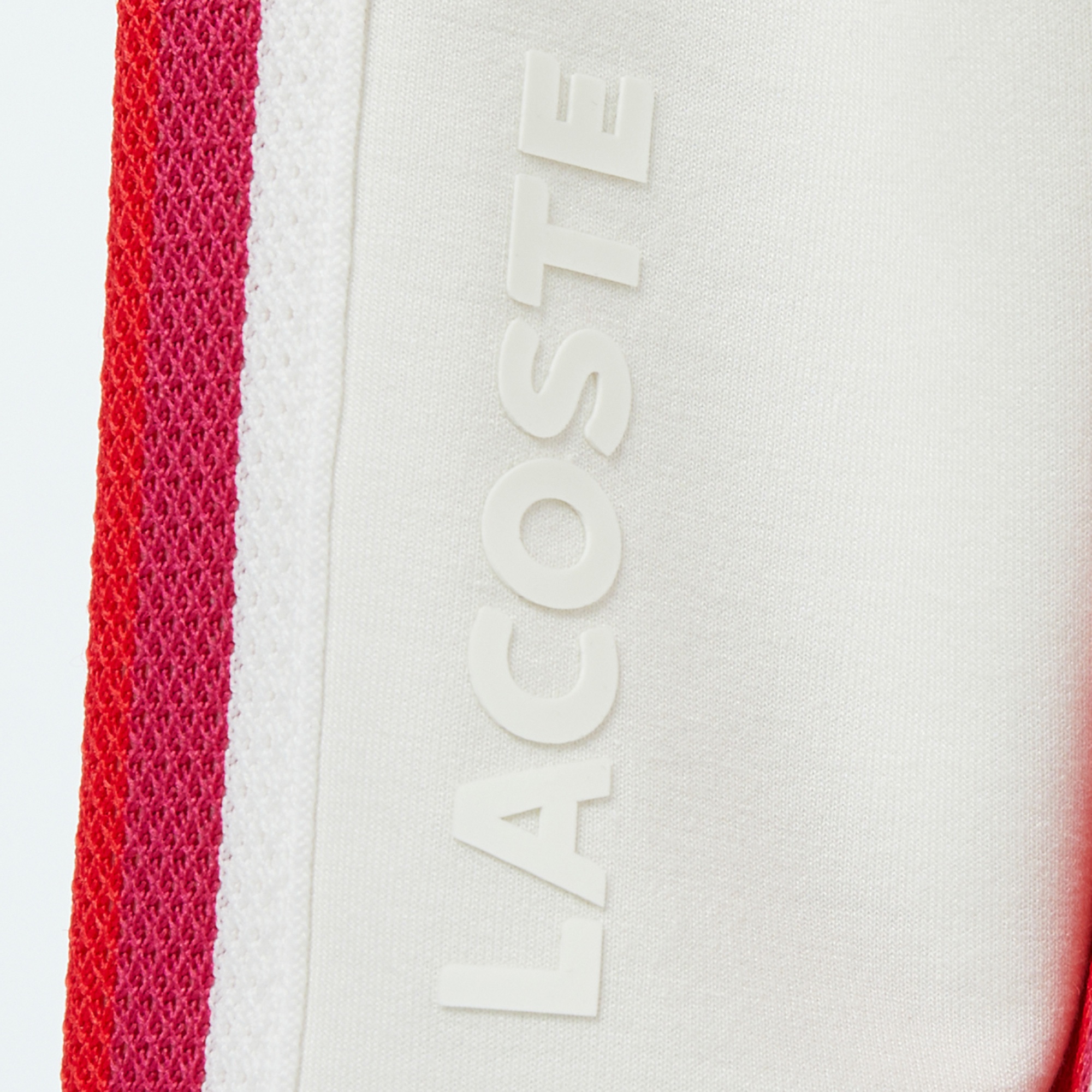 Lacoste Kadın Crop Fit Fermuarlı Renk Bloklu Beyaz Sweatshirt