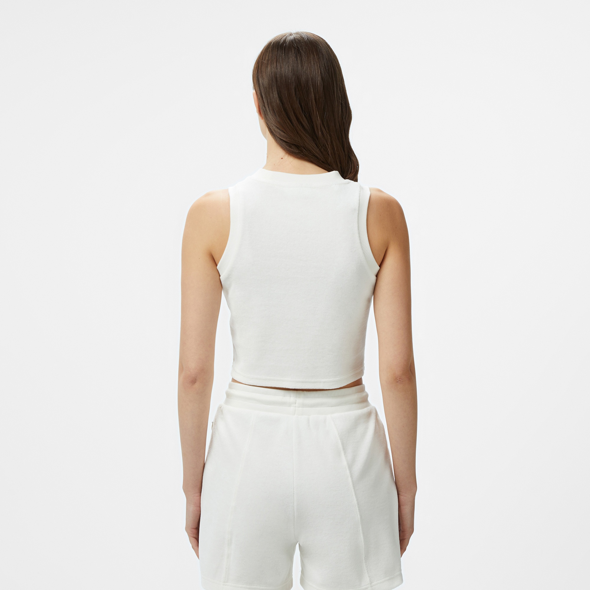 Lacoste Kadın Slim Fit Kolsuz Bisiklet Yaka Beyaz T-Shirt