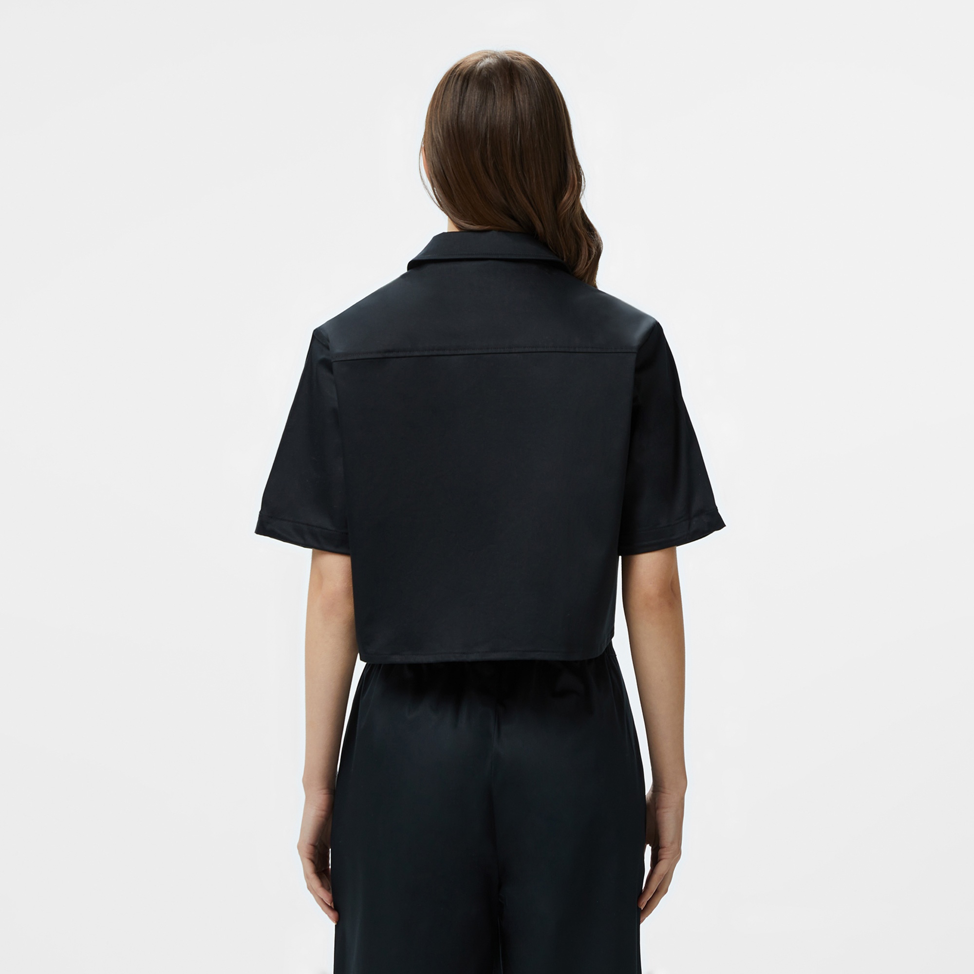 Lacoste Kadın Regular Fit Yarım Kollu Siyah Gömlek