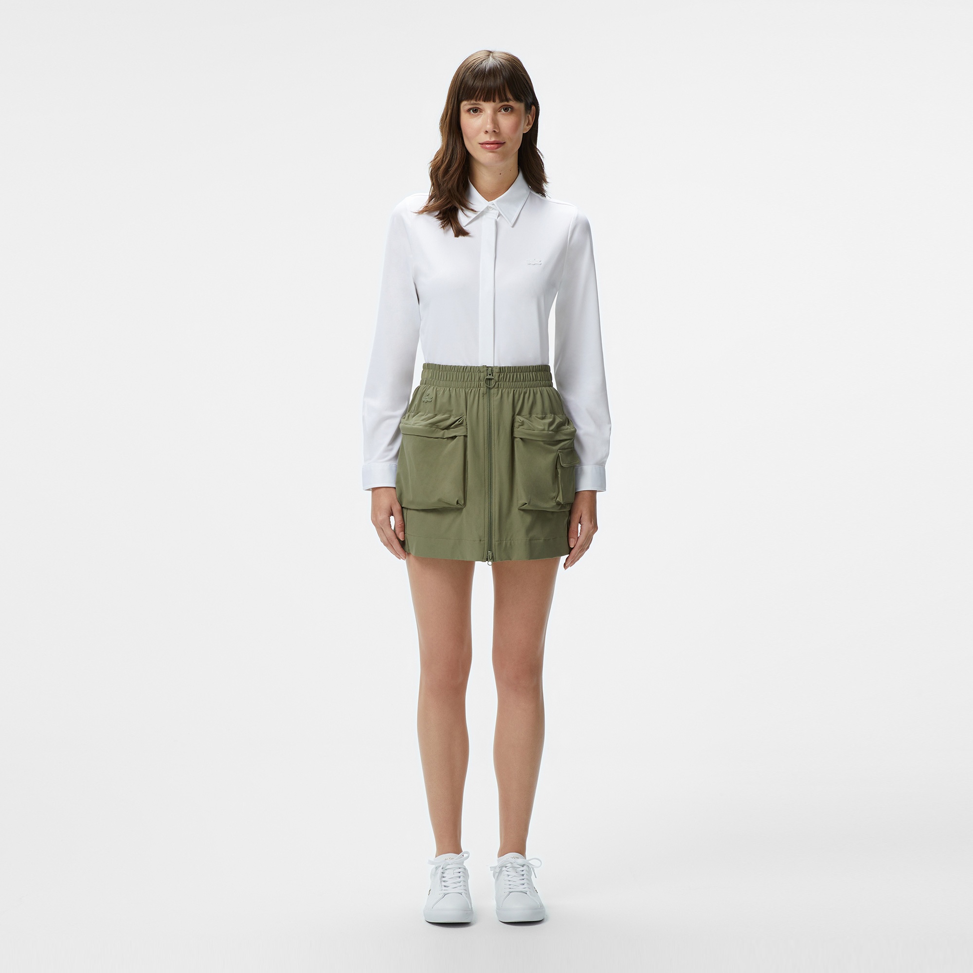 Lacoste Kadın Slim Fit Beyaz Gömlek