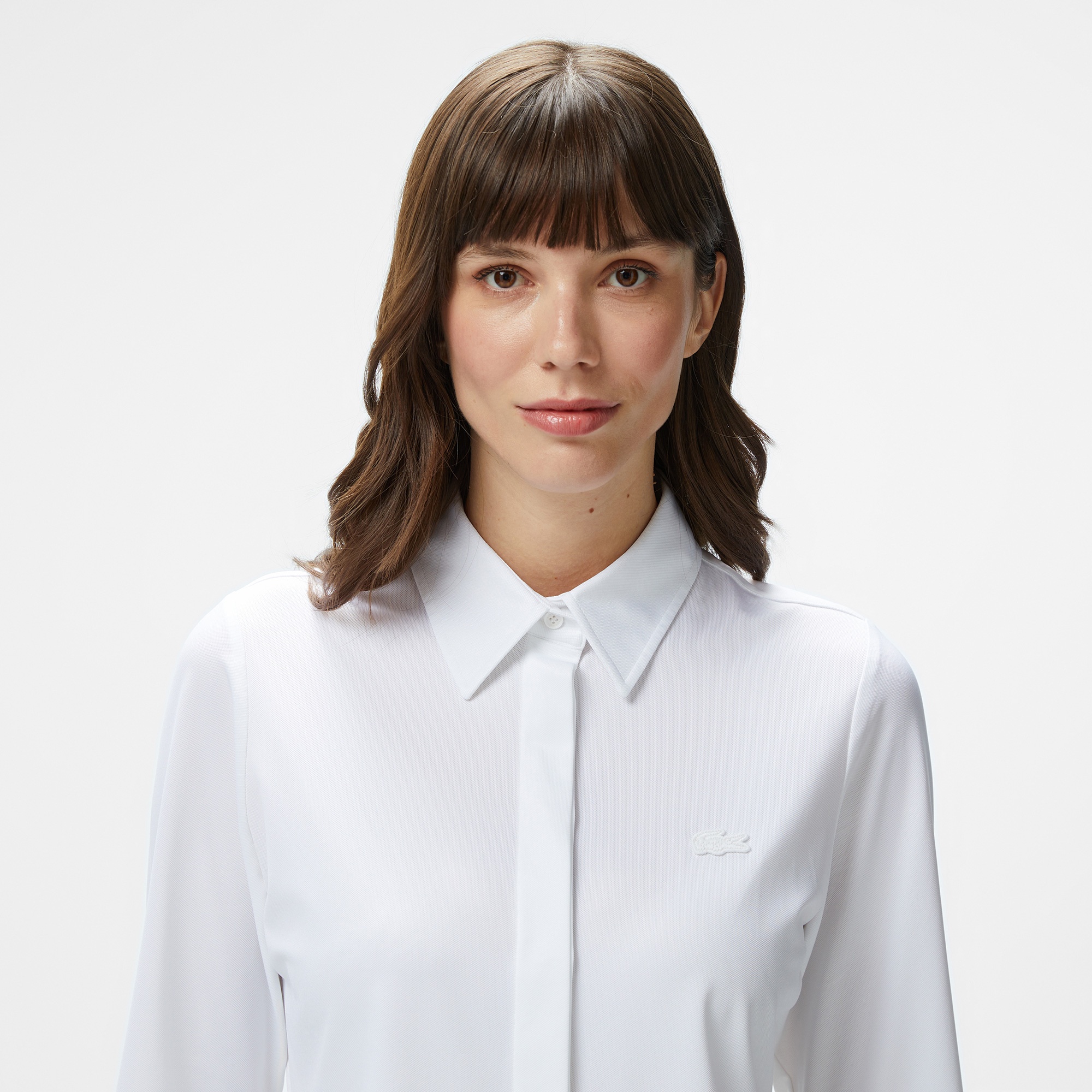 Lacoste Kadın Slim Fit Beyaz Gömlek