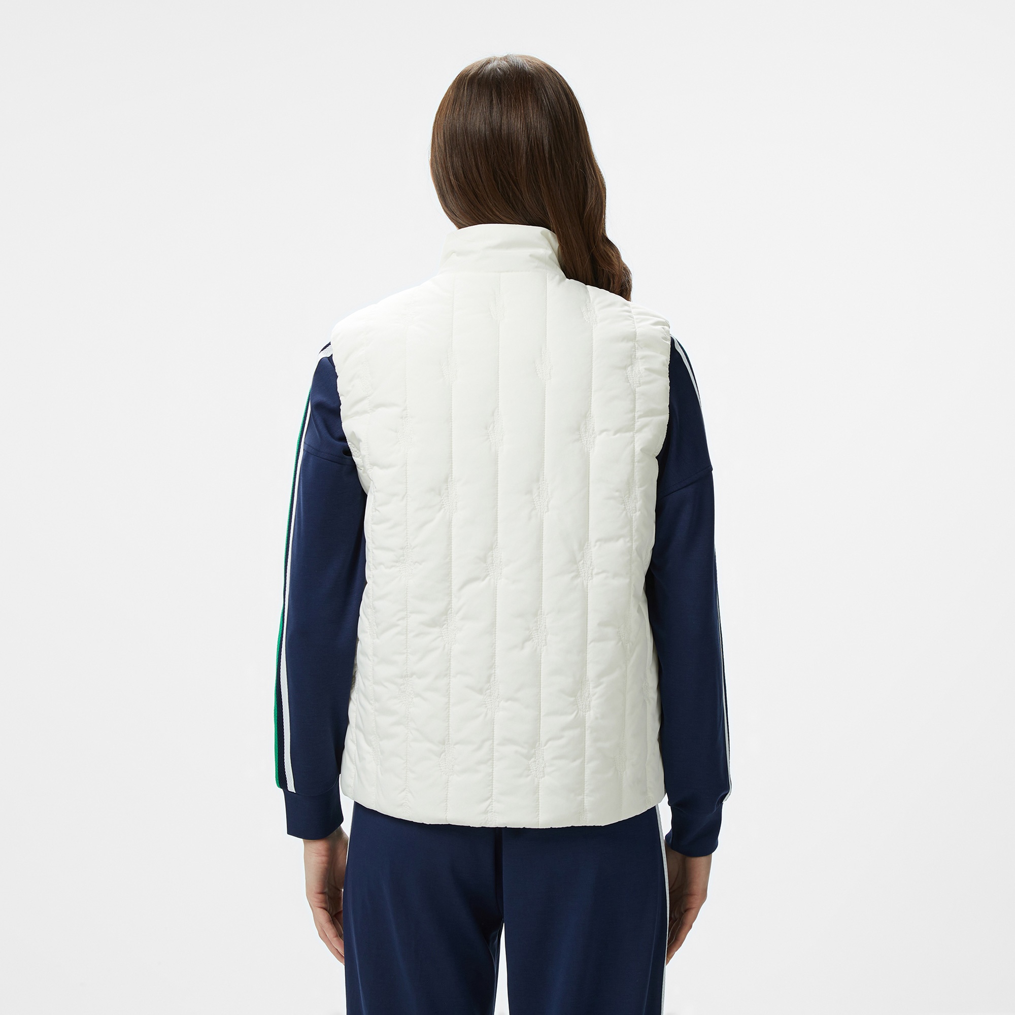 Lacoste Kadın Regular Fit Dik Yaka Kapitone Beyaz Yelek