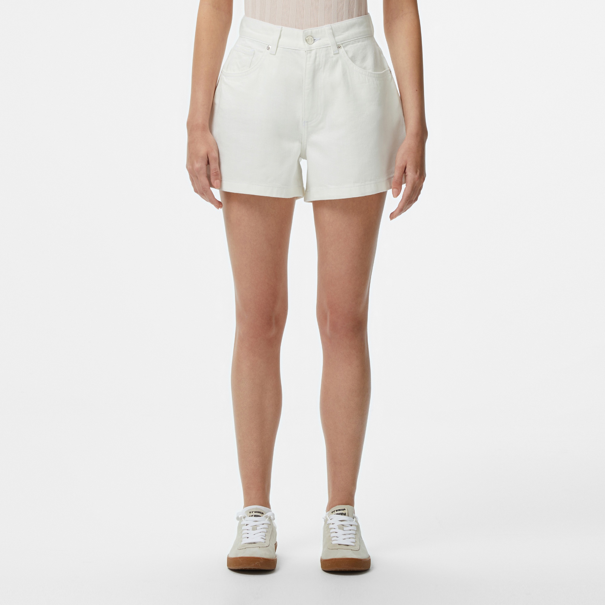 Lacoste Kadın Regular Fit Denim Beyaz Şort