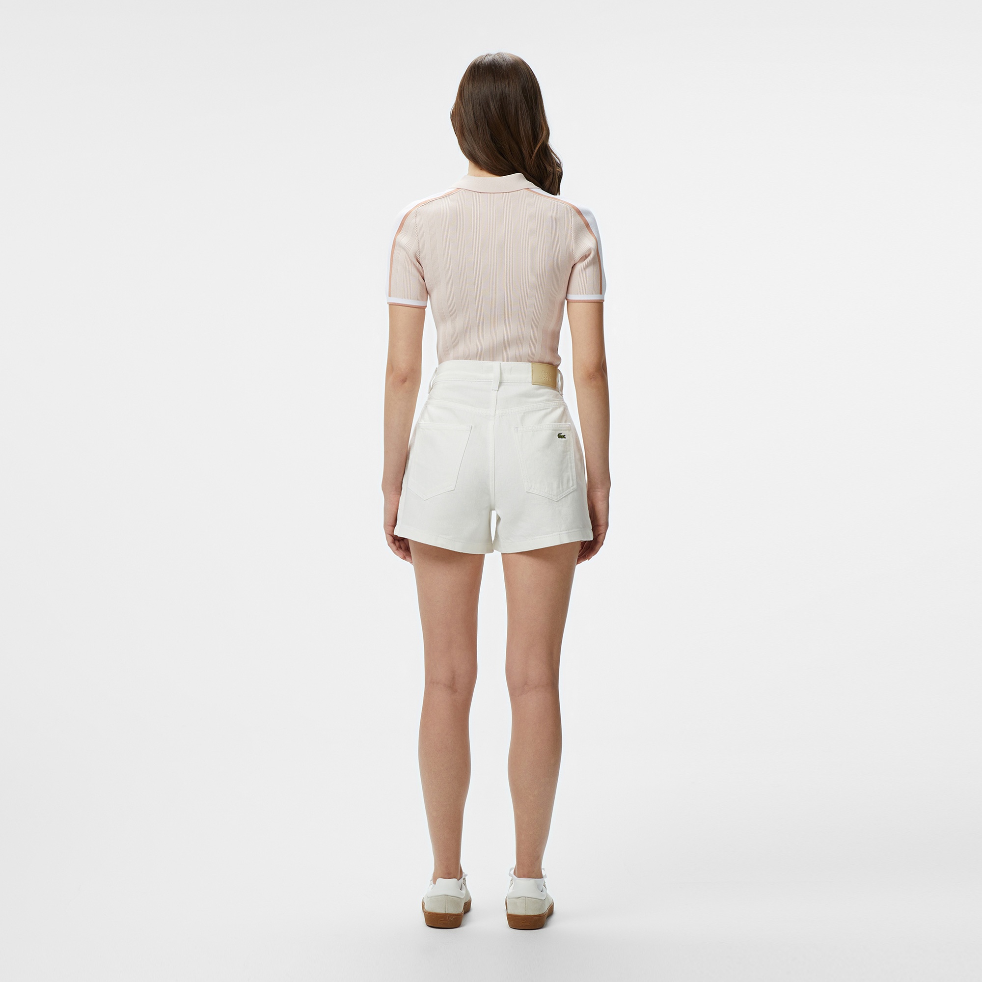 Lacoste Kadın Regular Fit Denim Beyaz Şort