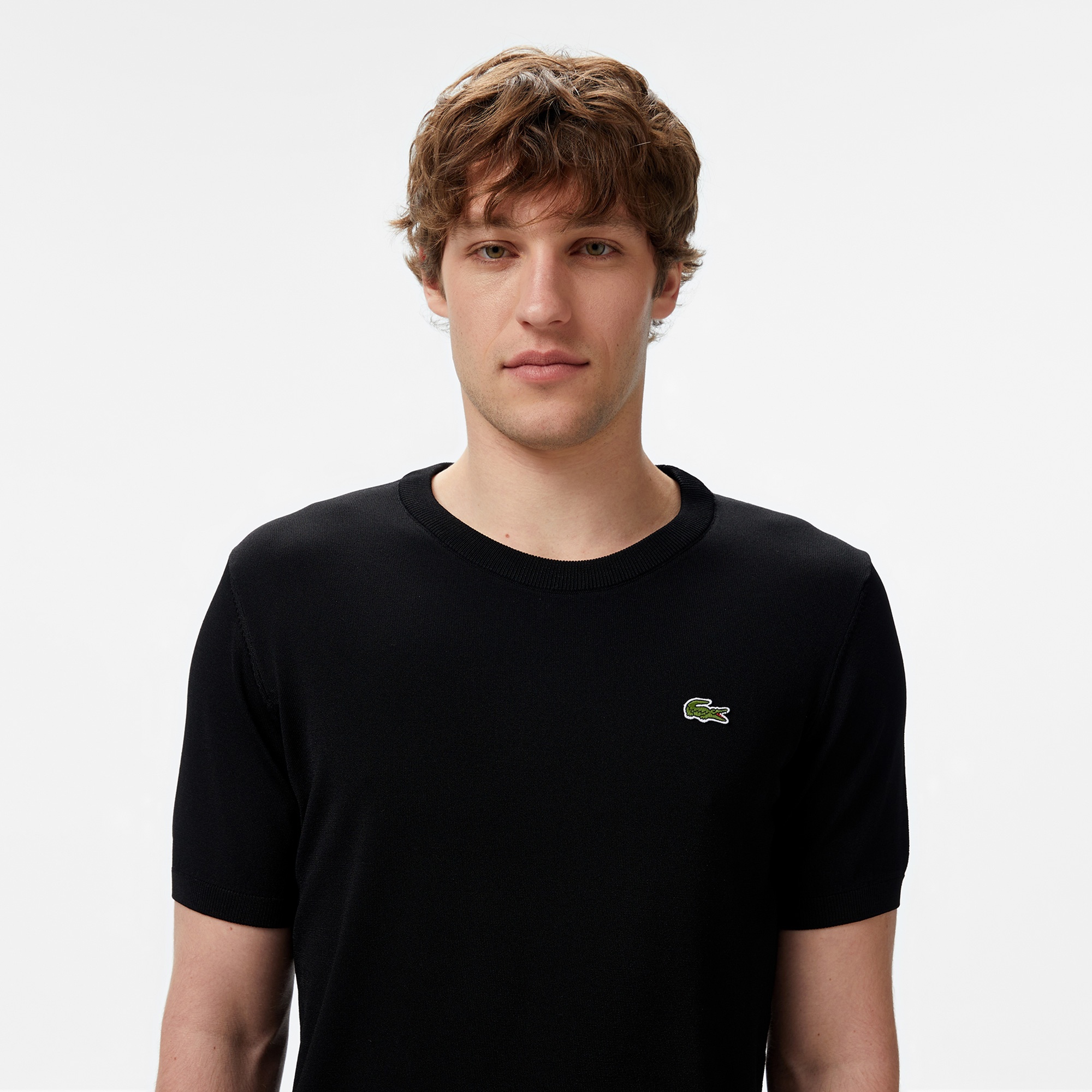 Lacoste Erkek Regular Fit Kısa Kollu Bisiklet Yaka Siyah Triko
