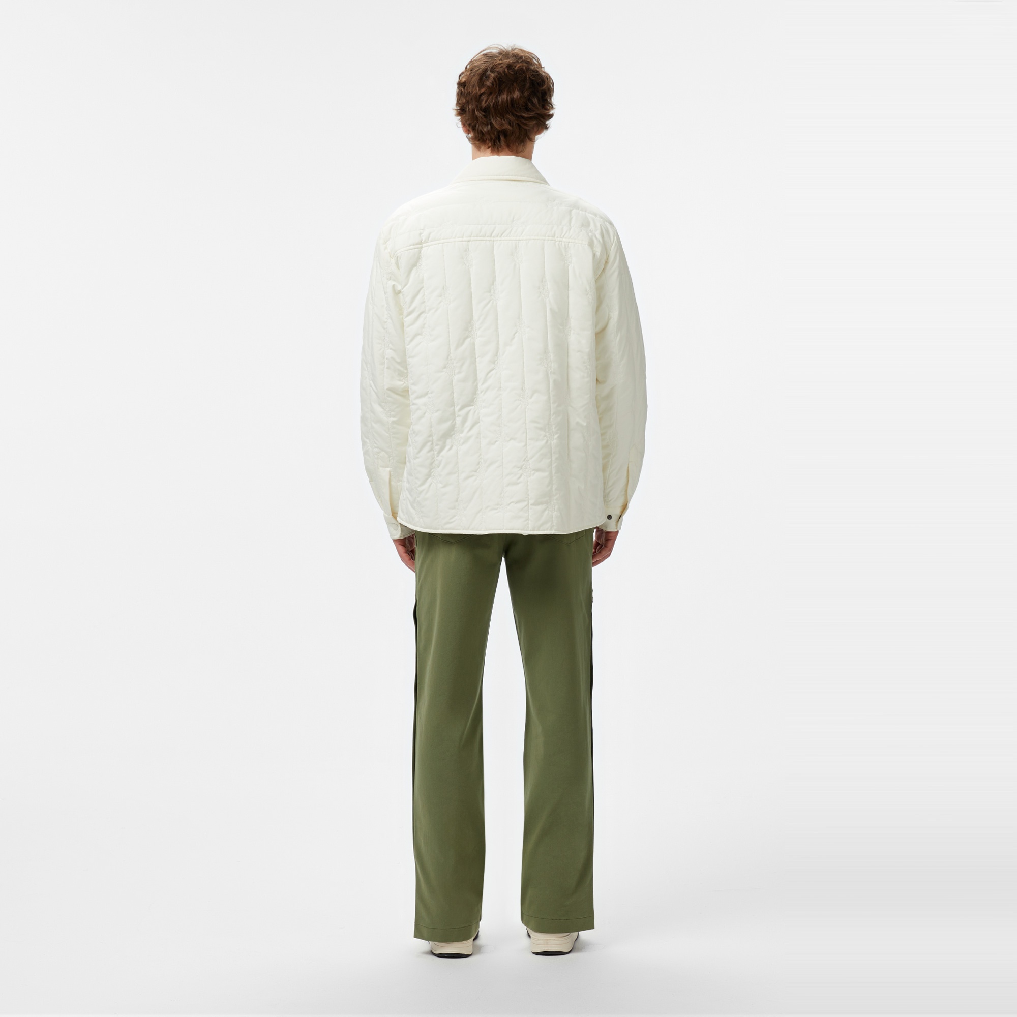 Lacoste Erkek Relaxed Fit Gömlek Yaka Desenli Beyaz Ceket