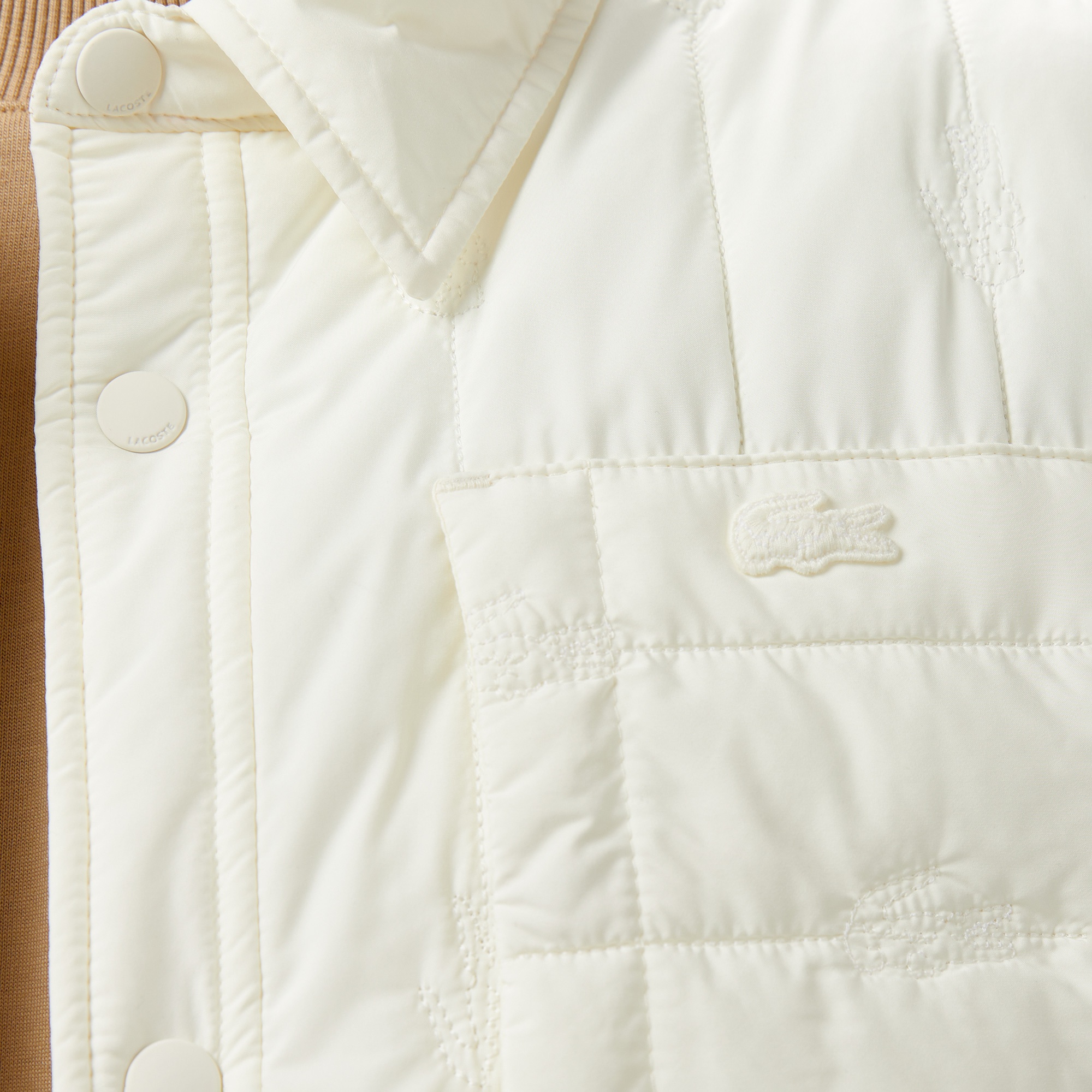 Lacoste Erkek Relaxed Fit Gömlek Yaka Desenli Beyaz Ceket