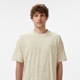Lacoste Erkek Bisiklet Yaka Desenli Bej T-Shirt Bej
