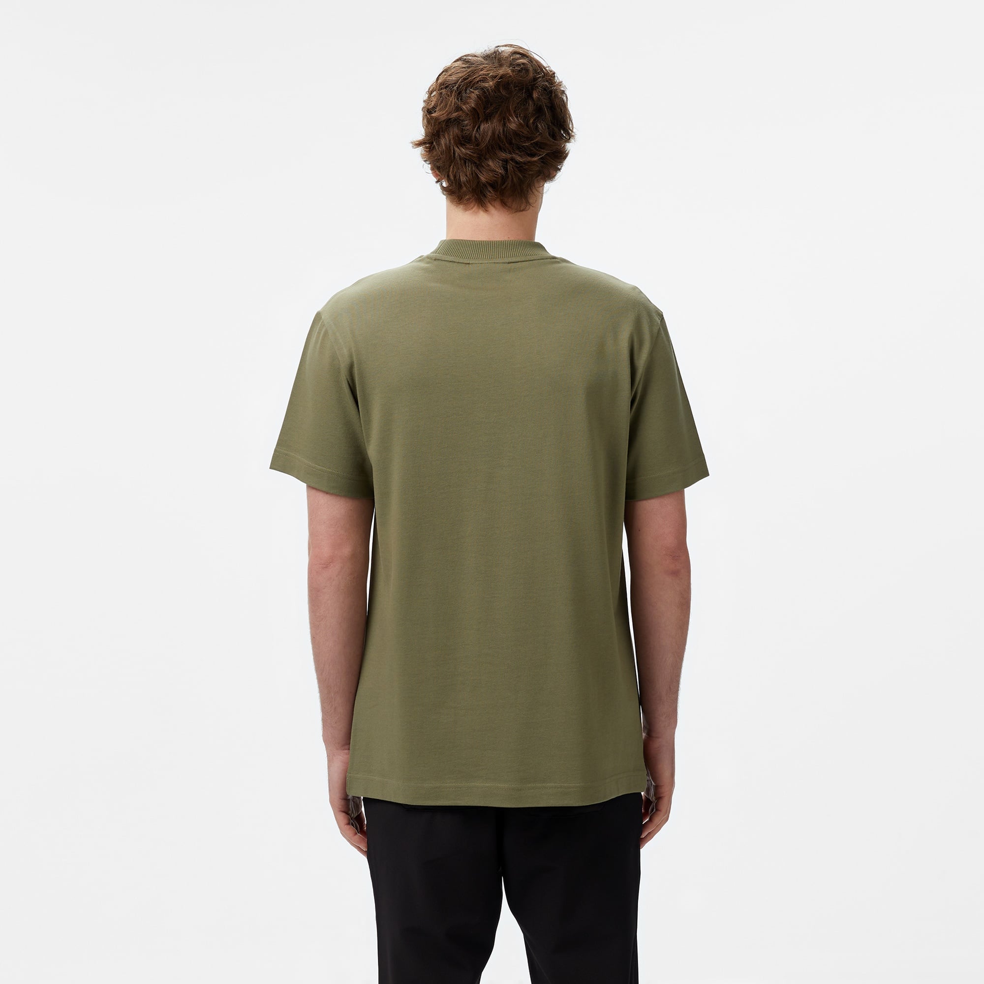 Erkek Relaxed Fit Bisiklet Yaka Haki T-Shirt