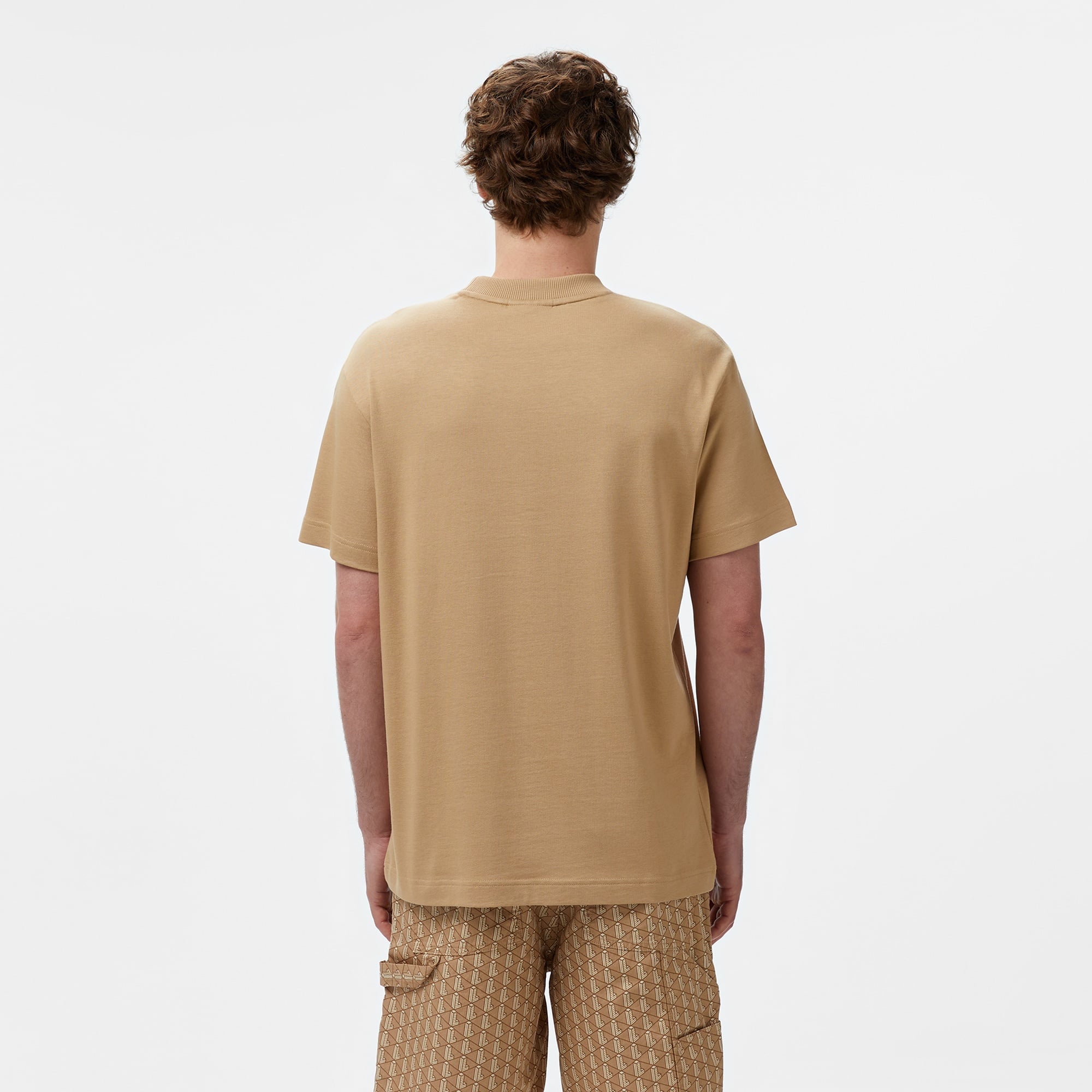 Erkek Relaxed Fit Bisiklet Yaka Bej T-Shirt