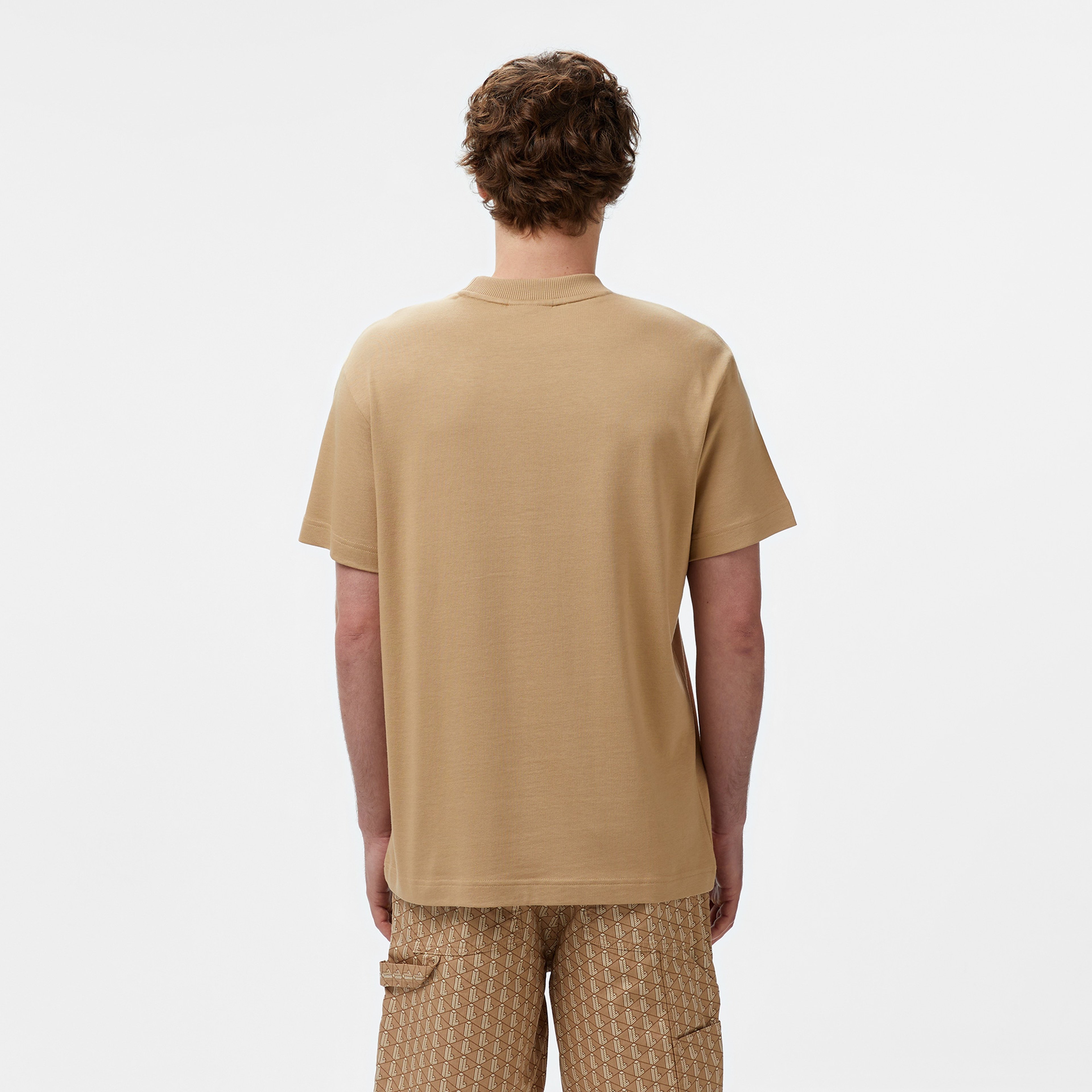 Erkek Relaxed Fit Bisiklet Yaka Bej T-Shirt