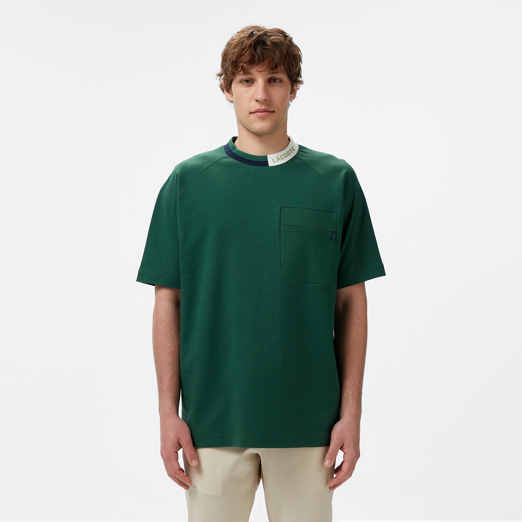 【kaiza】LACOSTE TECH TWEED 3way ステンカラー Lacoste Erkek Bisiklet Yaka Koyu Yeşil Cepli T-Shirt TH0507.132