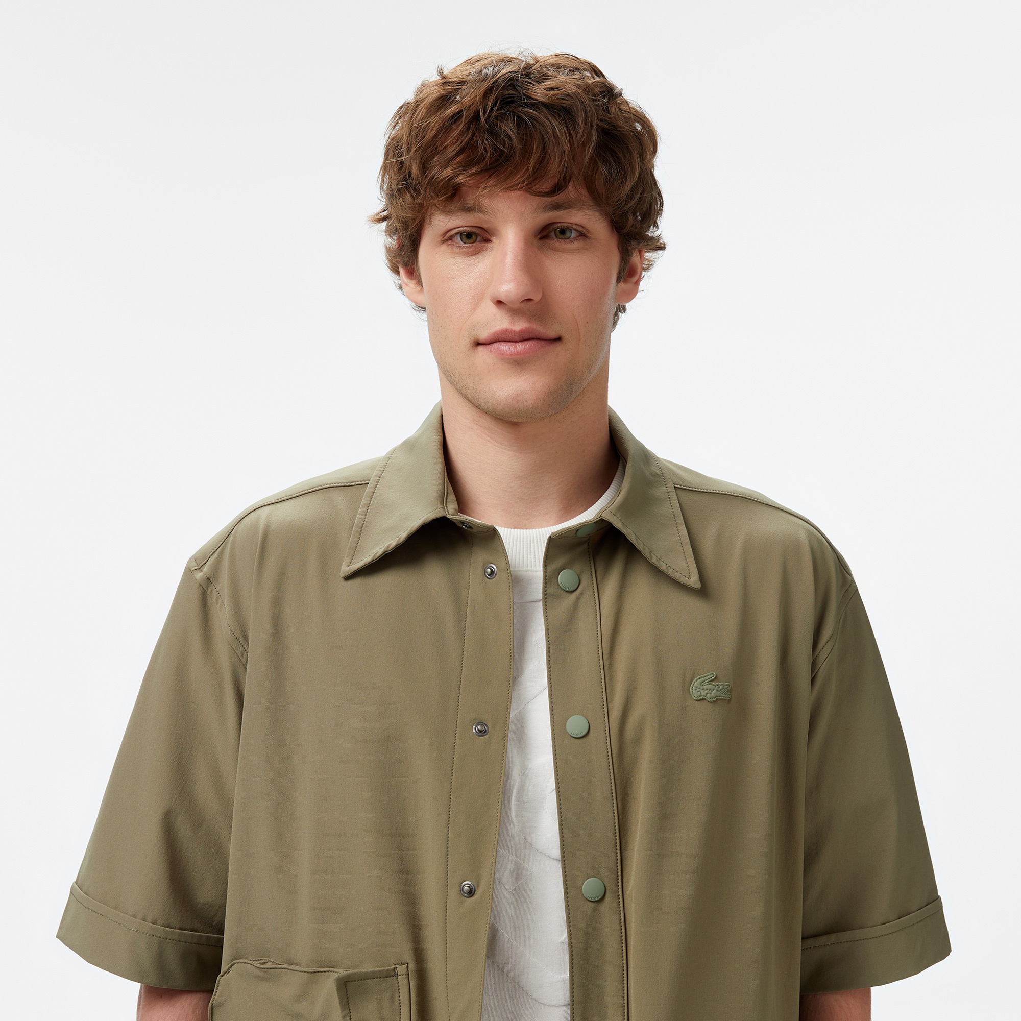 Lacoste Erkek Relaxed Fit Kısa Kollu Haki Gömlek