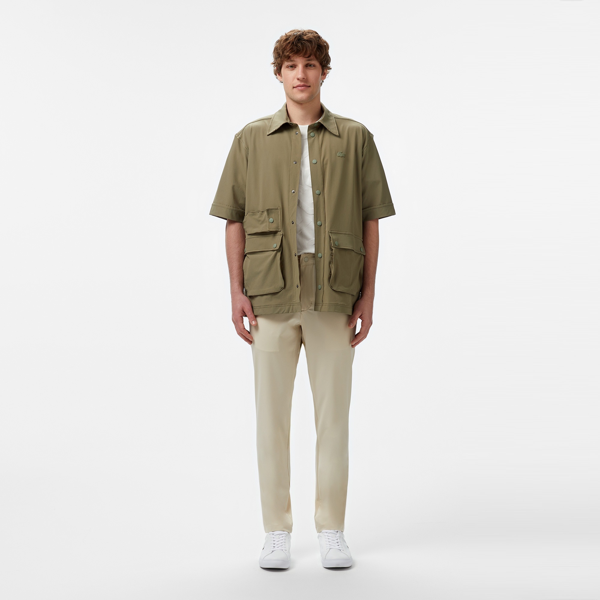 Lacoste Erkek Relaxed Fit Kısa Kollu Haki Gömlek