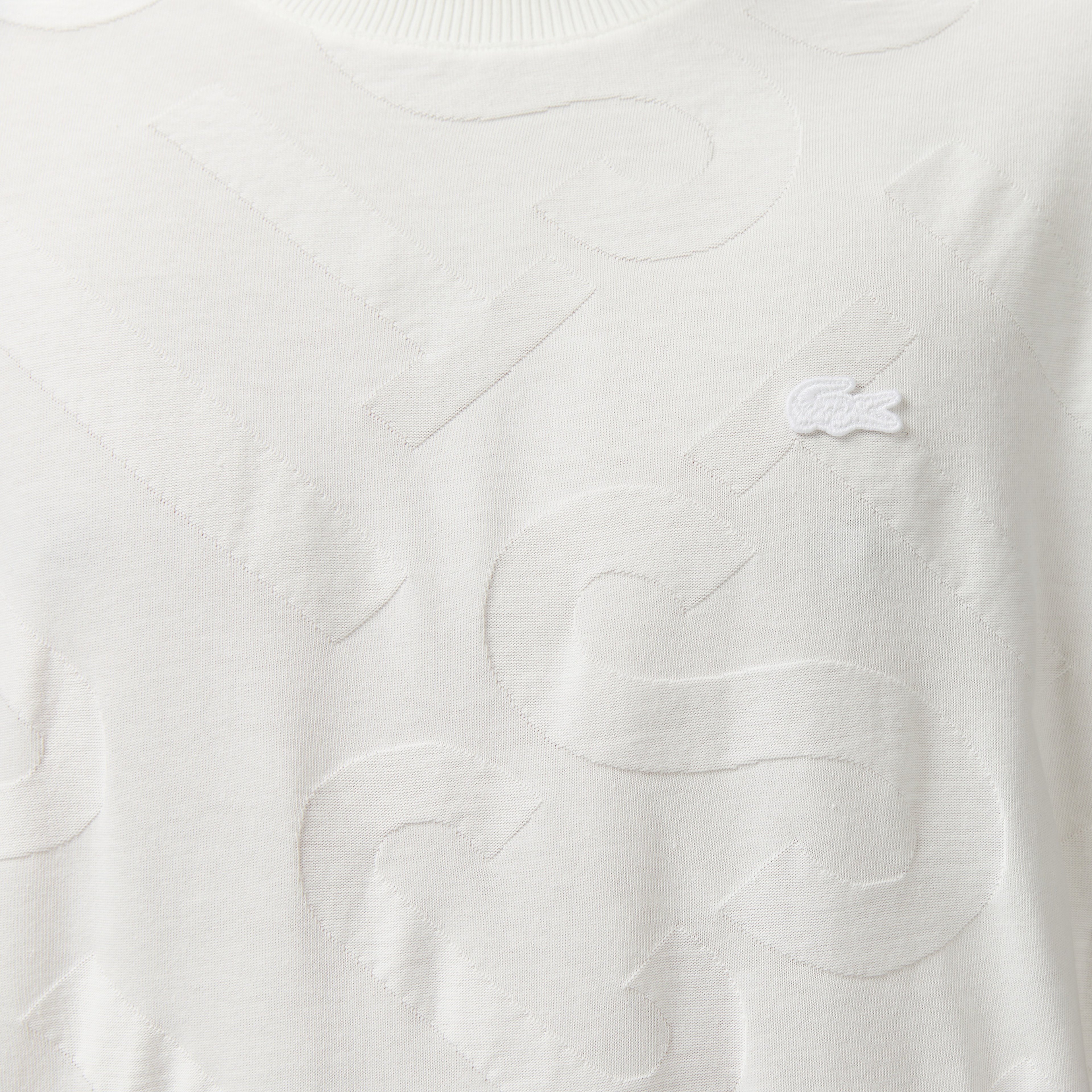 Erkek Bisiklet Yaka Desenli Beyaz T-Shirt