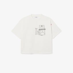 Kız Çocuk Bisiklet Yaka Baskılı Beyaz T-Shirt Beyaz