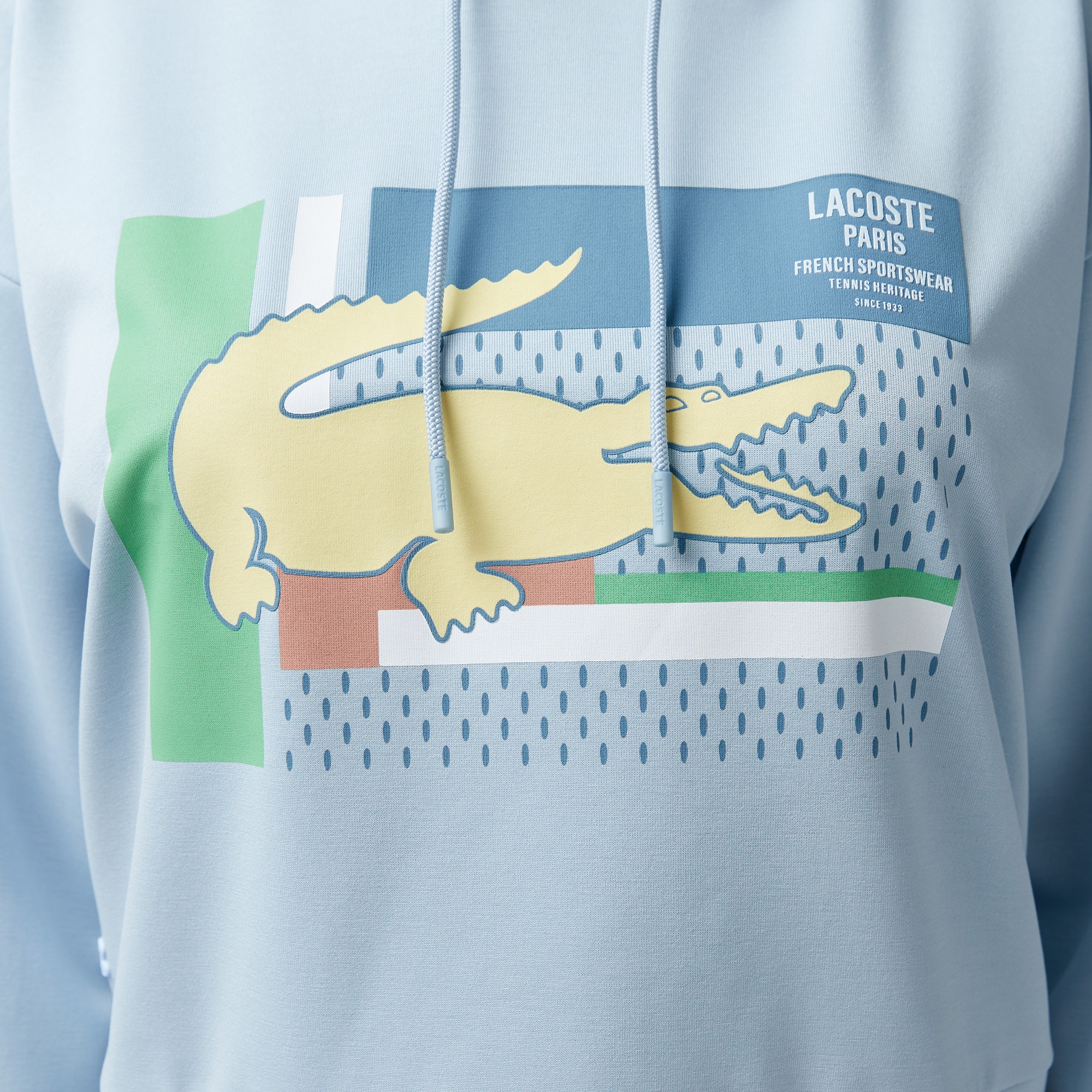 Lacoste Kadın Relaxed Fit Kapüşonlu Baskılı Açık Mavi Sweatshirt