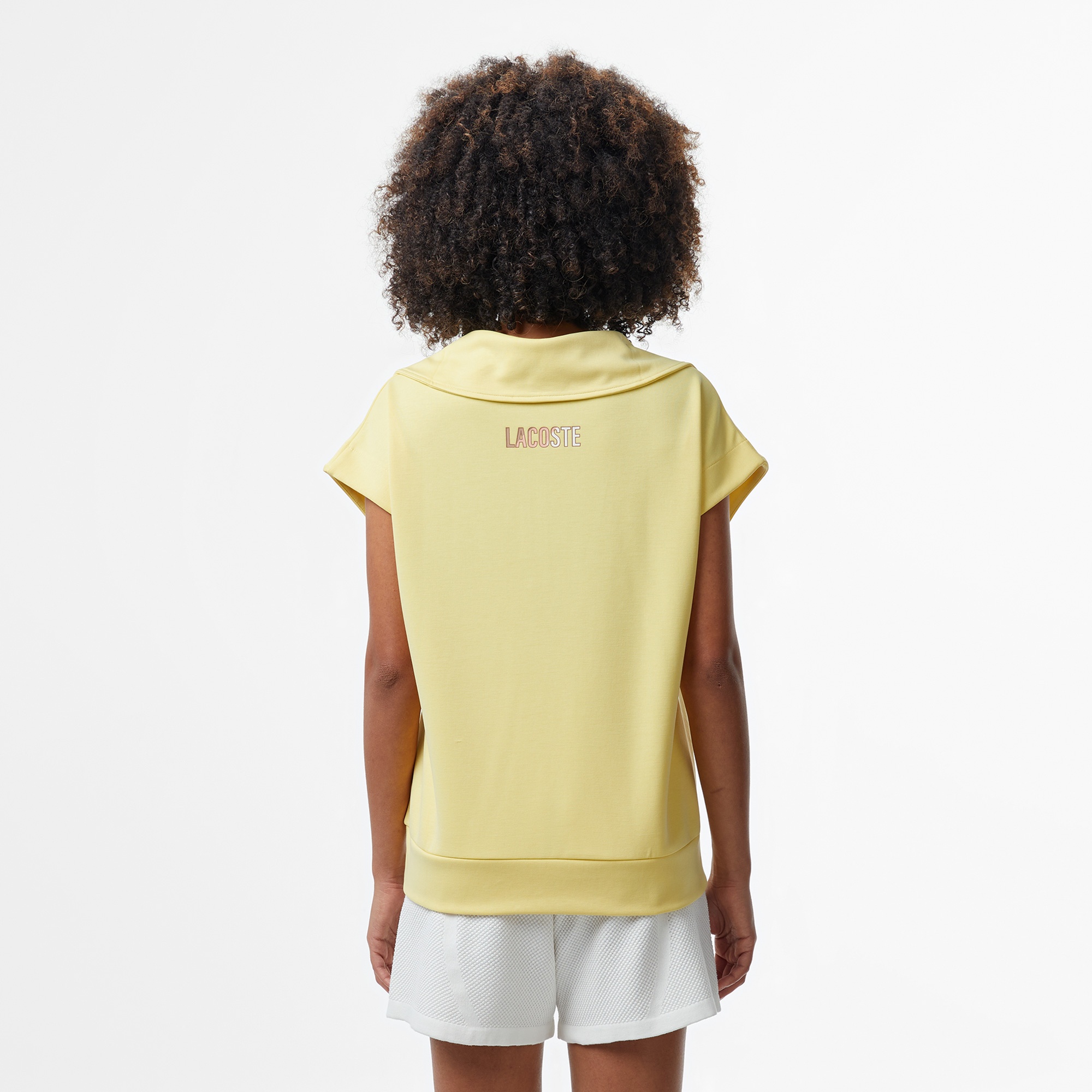 Lacoste Kadın Kısa Kollu Yarım Fermuarlı Sarı Sweatshirt