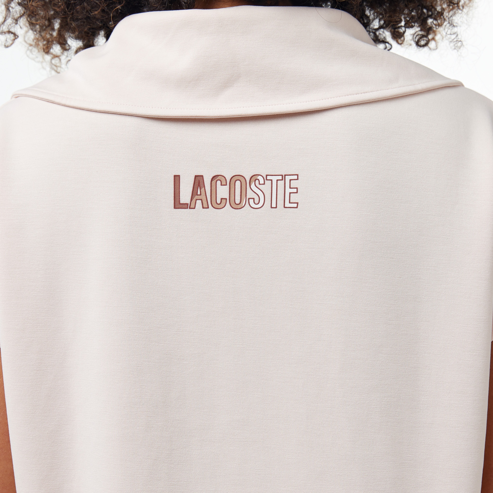 Lacoste Kadın Kısa Kollu Yarım Fermuarlı Açık Pembe Sweatshirt