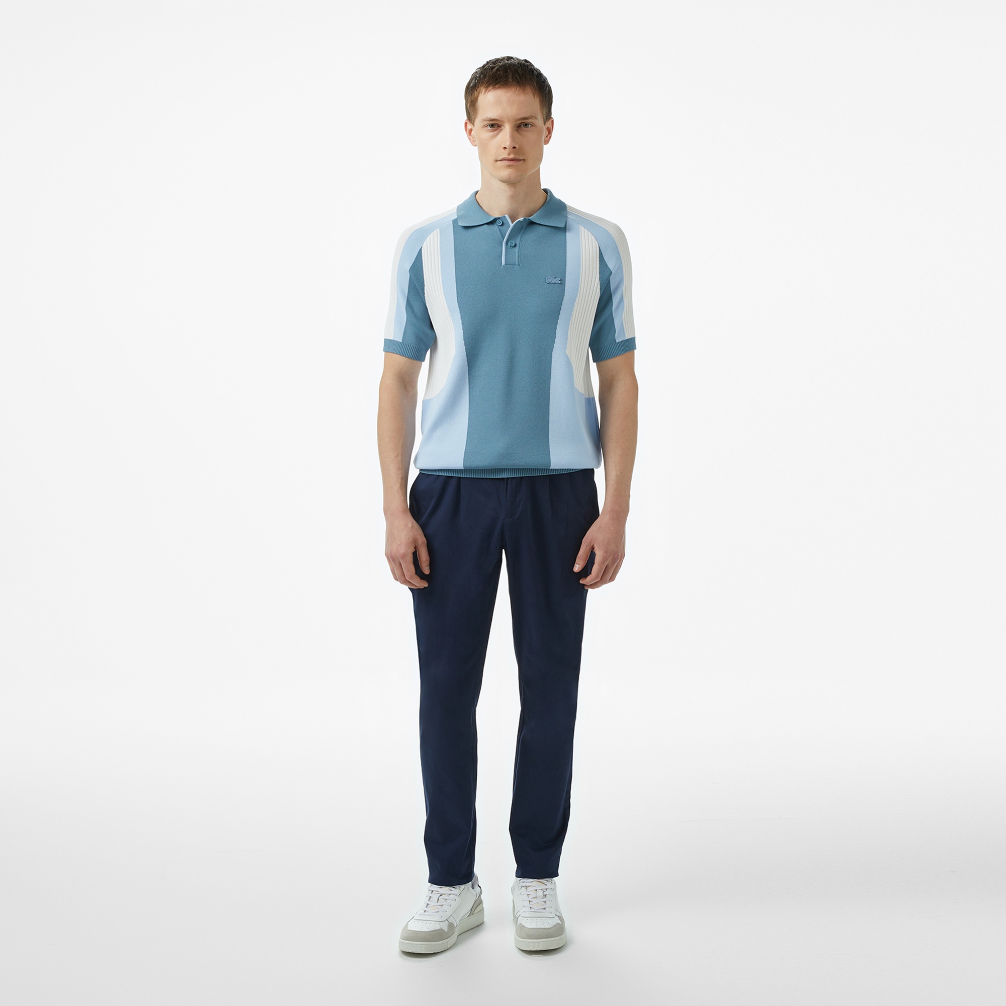 Lacoste Erkek Regular Fit Kısa Kollu Polo Yaka Renk Bloklu Mavi Triko