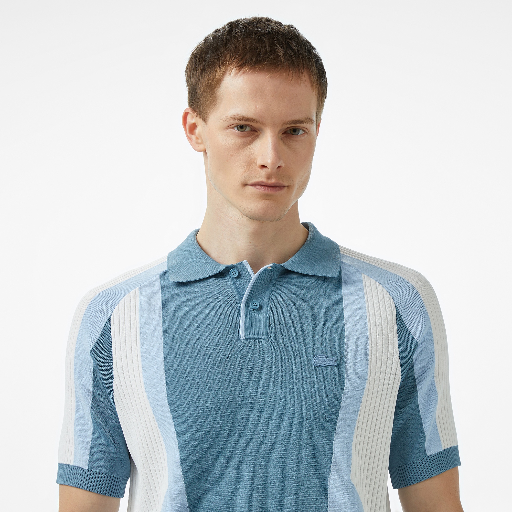 Lacoste Erkek Regular Fit Kısa Kollu Polo Yaka Renk Bloklu Mavi Triko