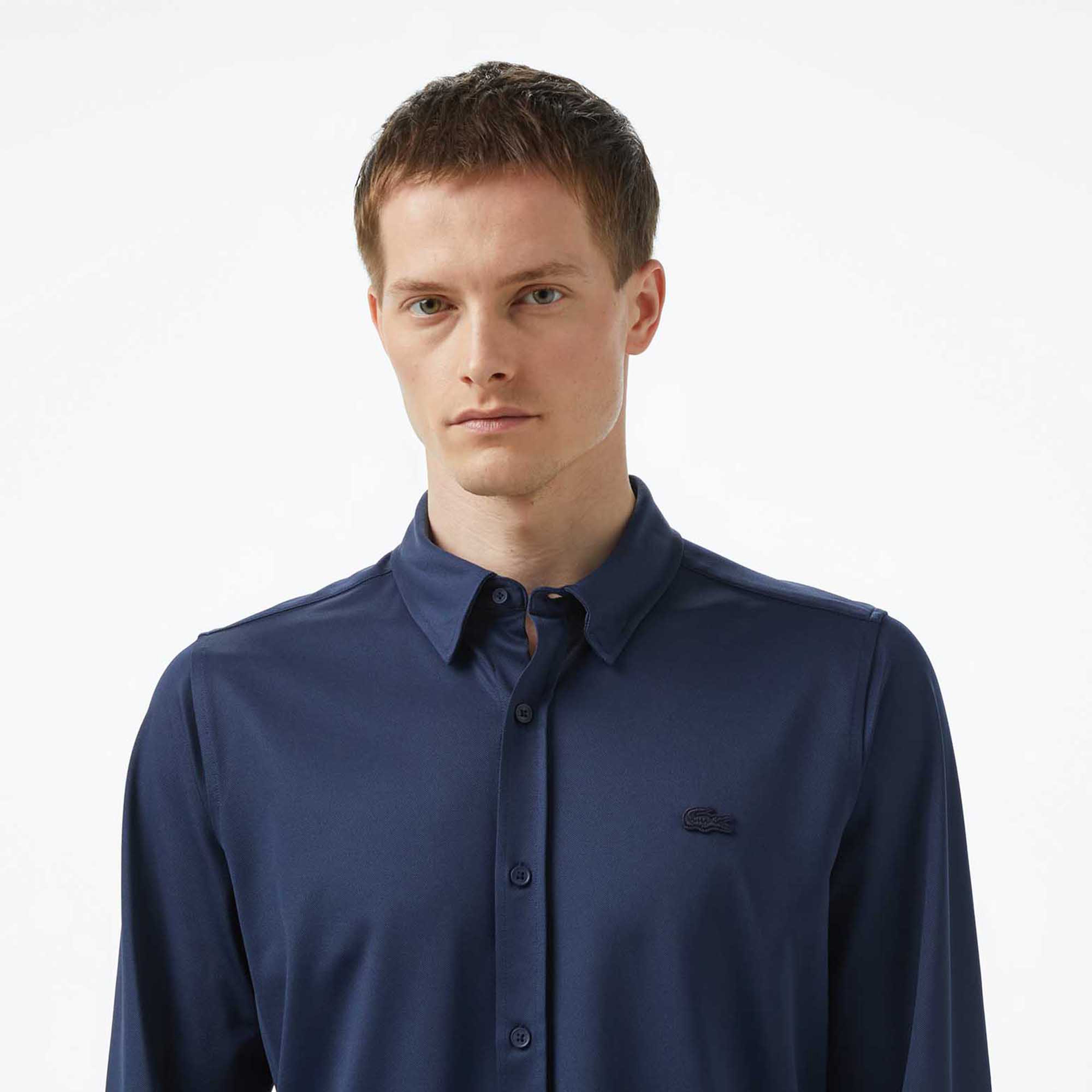 Unisex Lacoste Striped Crocodile Embroidery Shirt