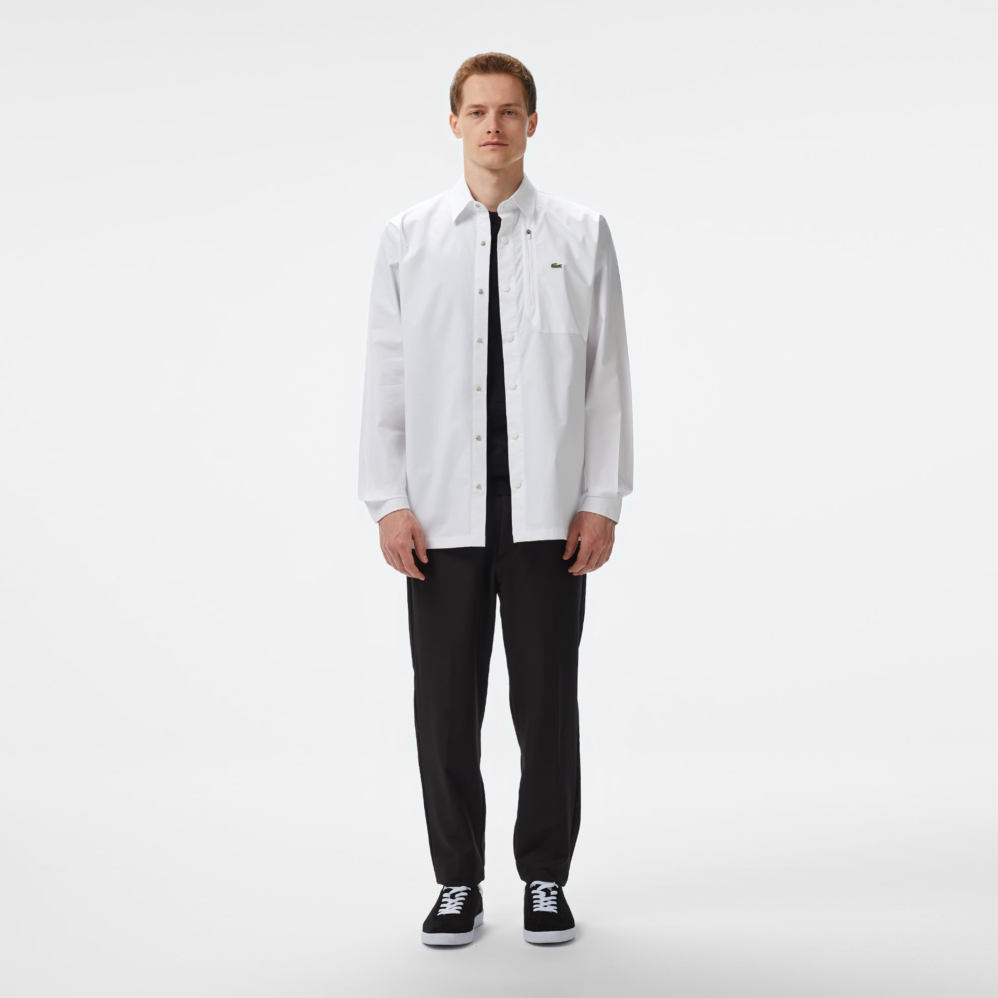 Lacoste Erkek Regular Fit Baskılı Beyaz Gömlek