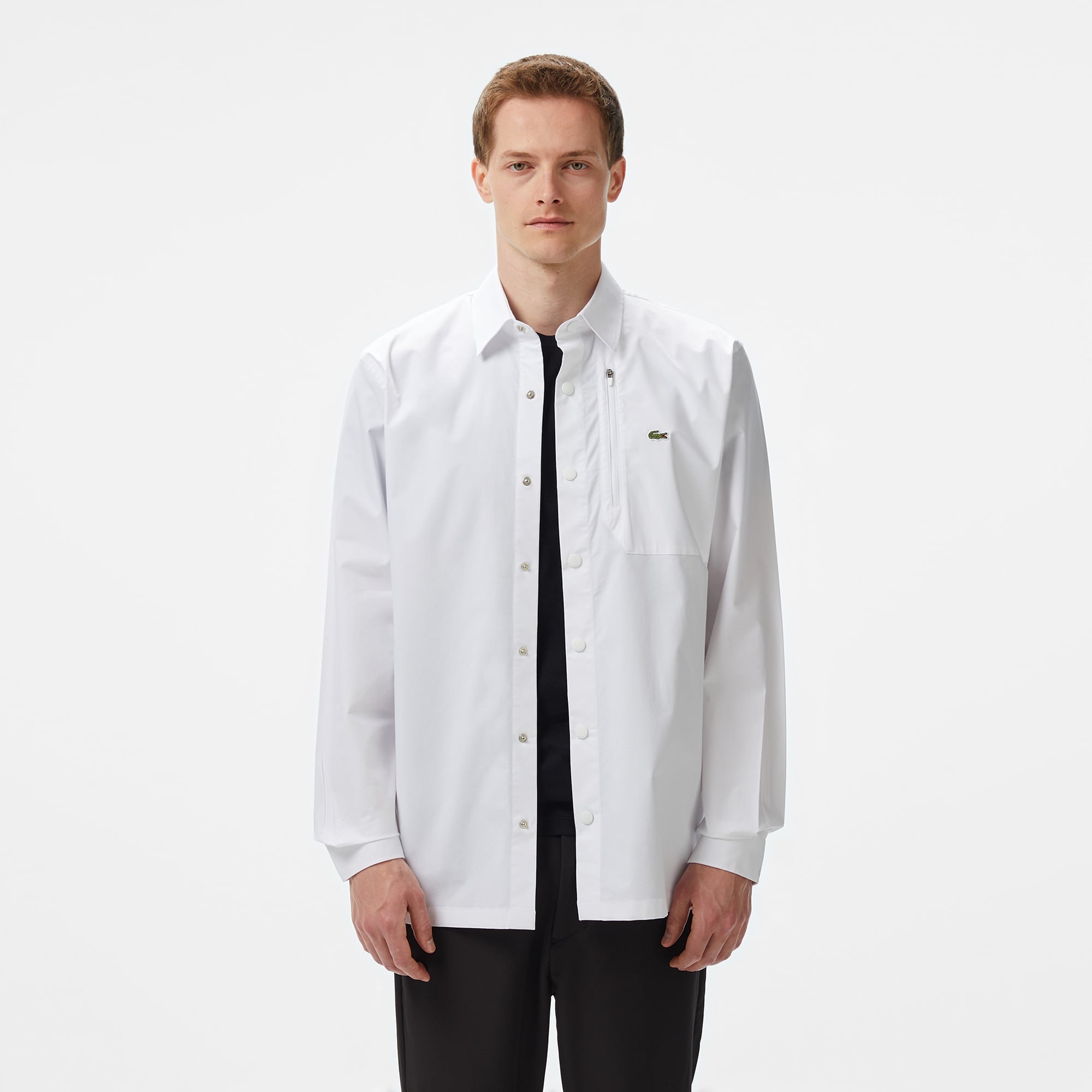 Lacoste Erkek Regular Fit Baskılı Beyaz Gömlek