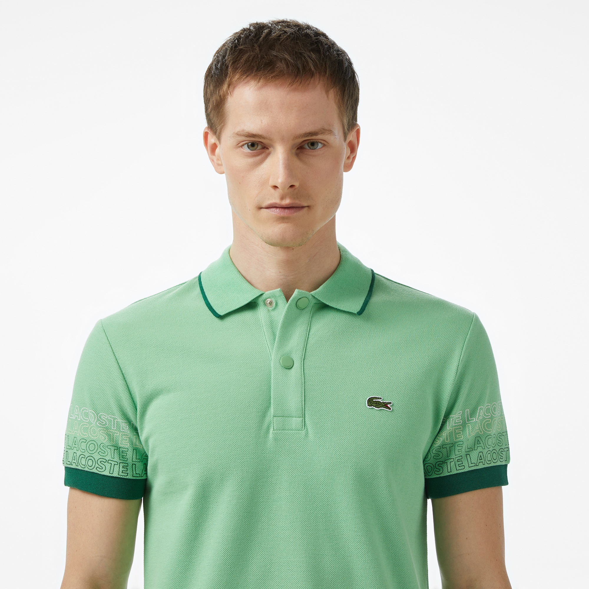Lacoste Loose Fit Erkek Baskılı Açık Yeşil Polo