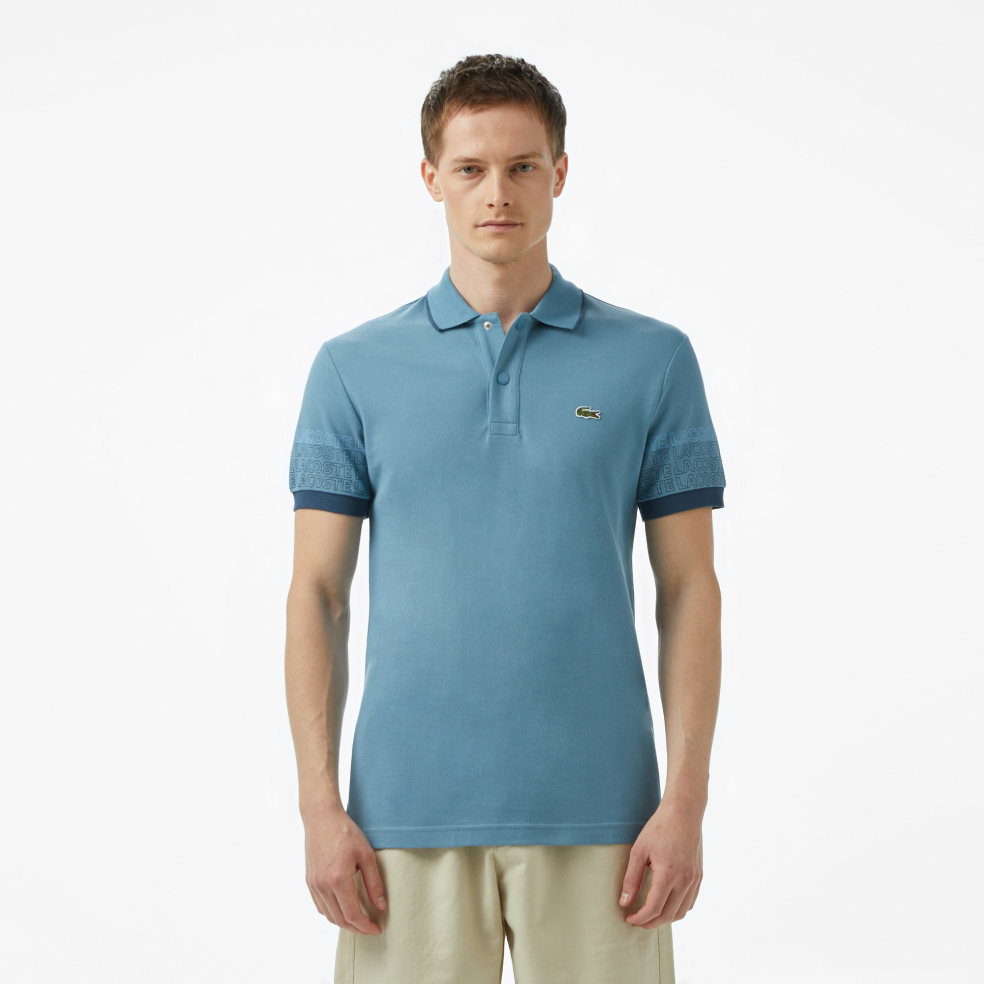 Lacoste Loose Fit Erkek Baskılı Mavi Polo PH0535.HD9 | Lacoste