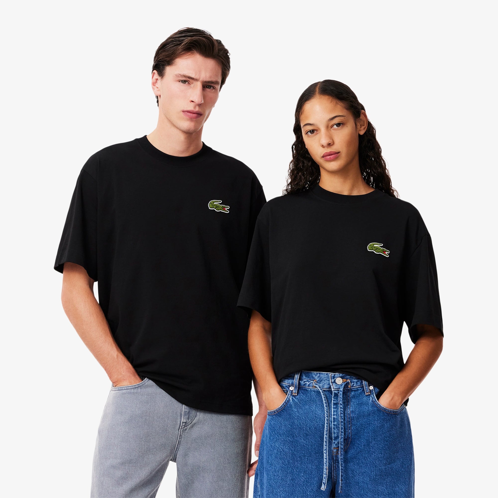 Unisex Loose Fit Bisiklet Yaka Organik Pamuk Siyah T-Shirt
