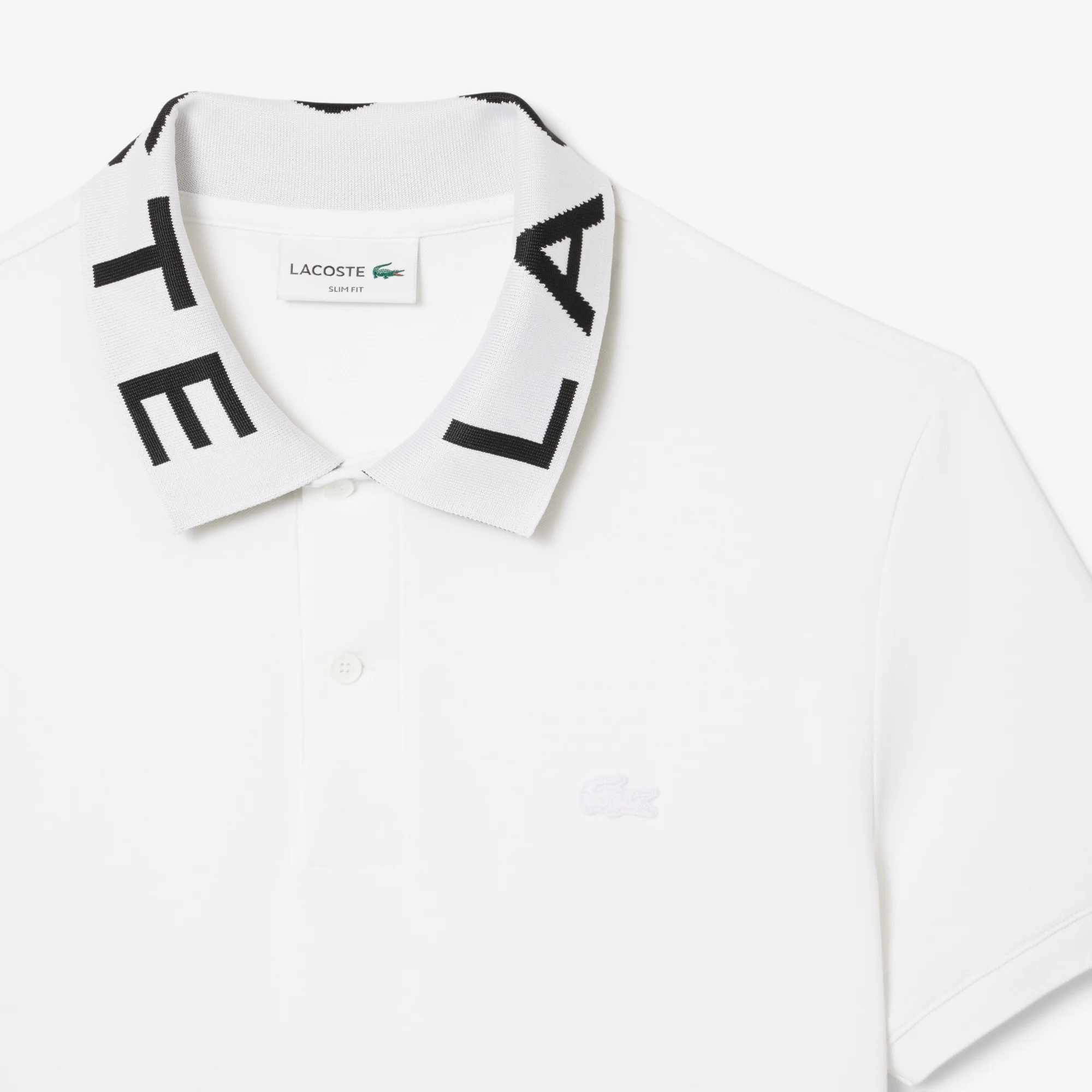 Erkek Slim Fit Baskılı Beyaz Polo