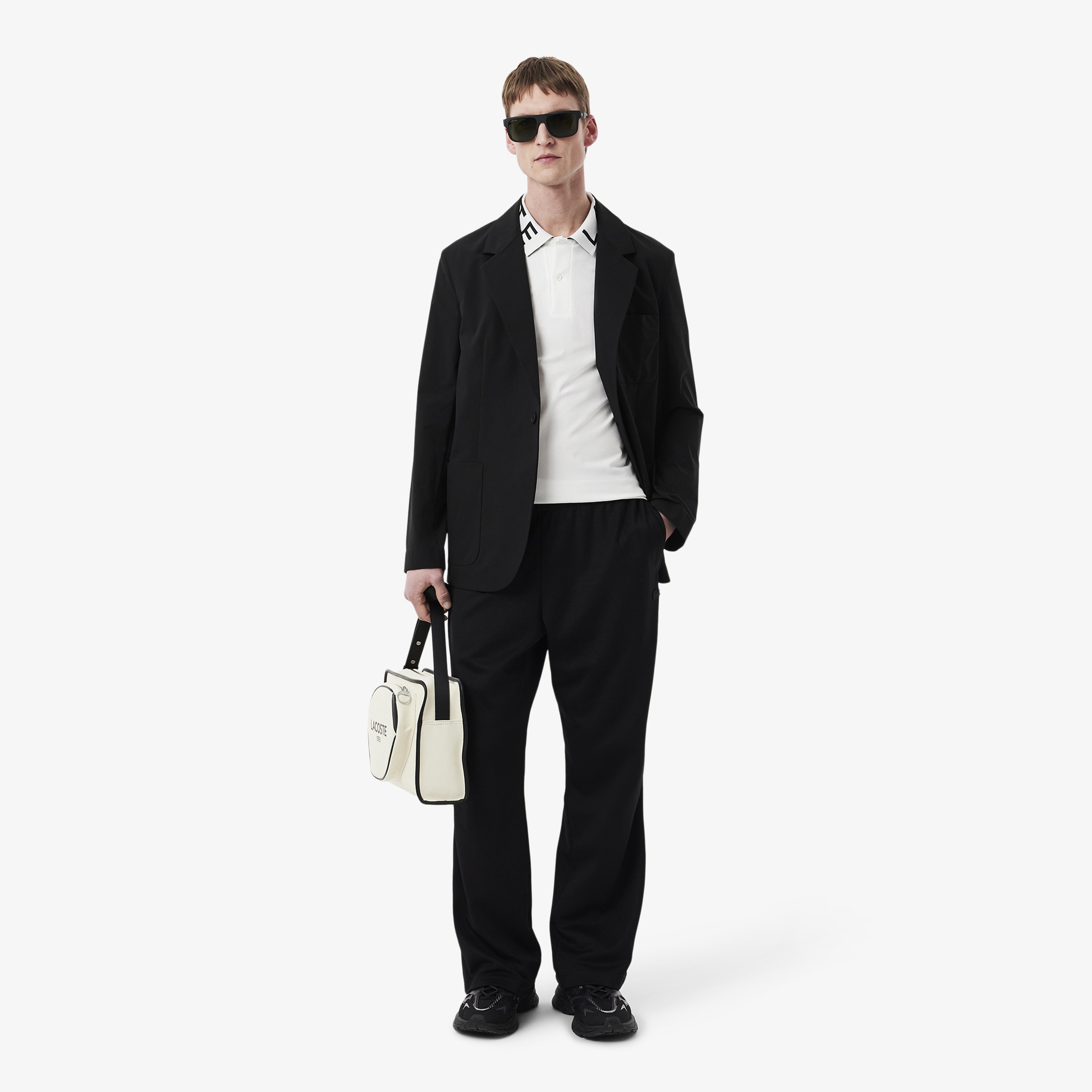 Erkek Slim Fit Baskılı Beyaz Polo