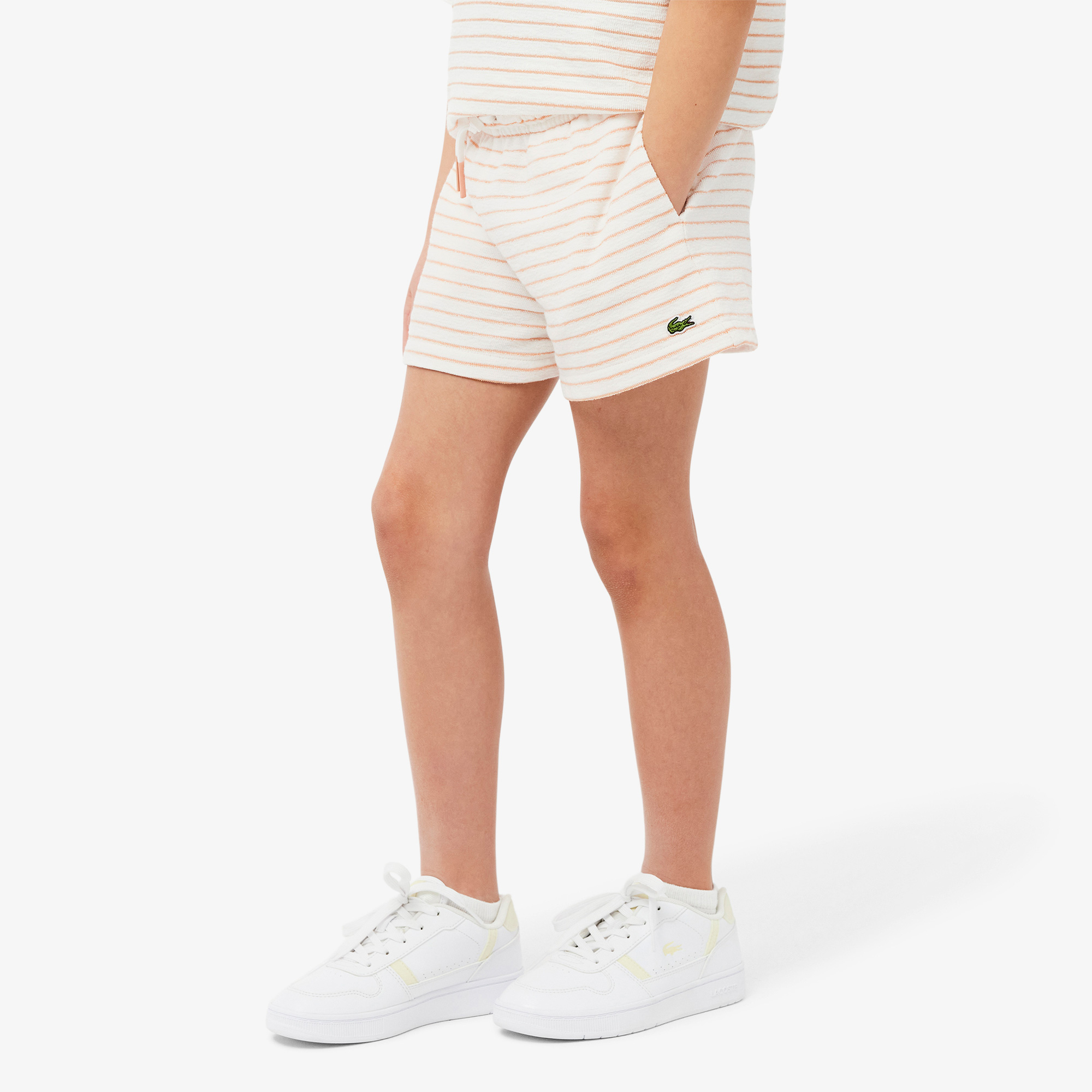 Lacoste Kız Çocuk Çizgili Bej Şort görsel 2