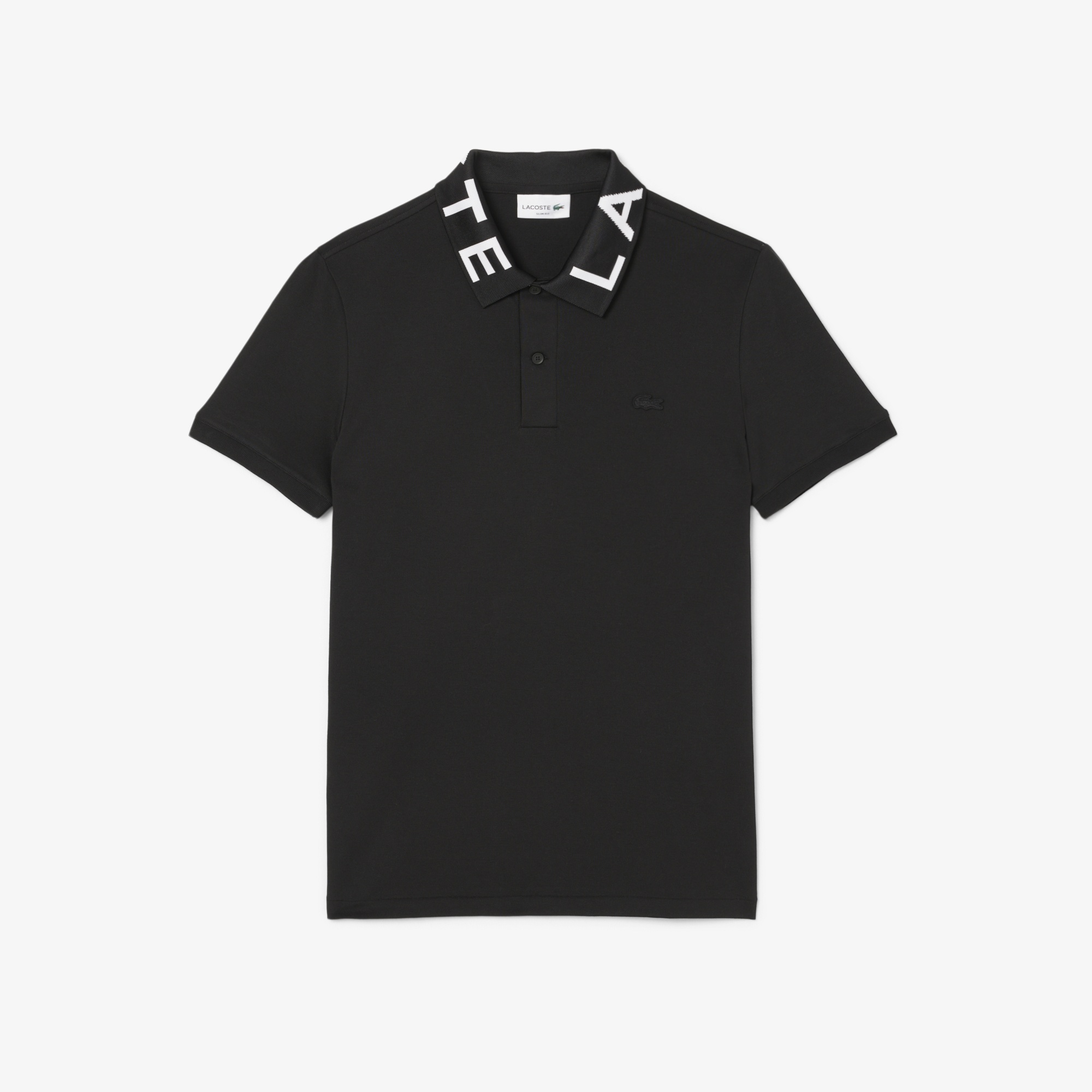 Erkek Slim Fit Baskılı Siyah Polo