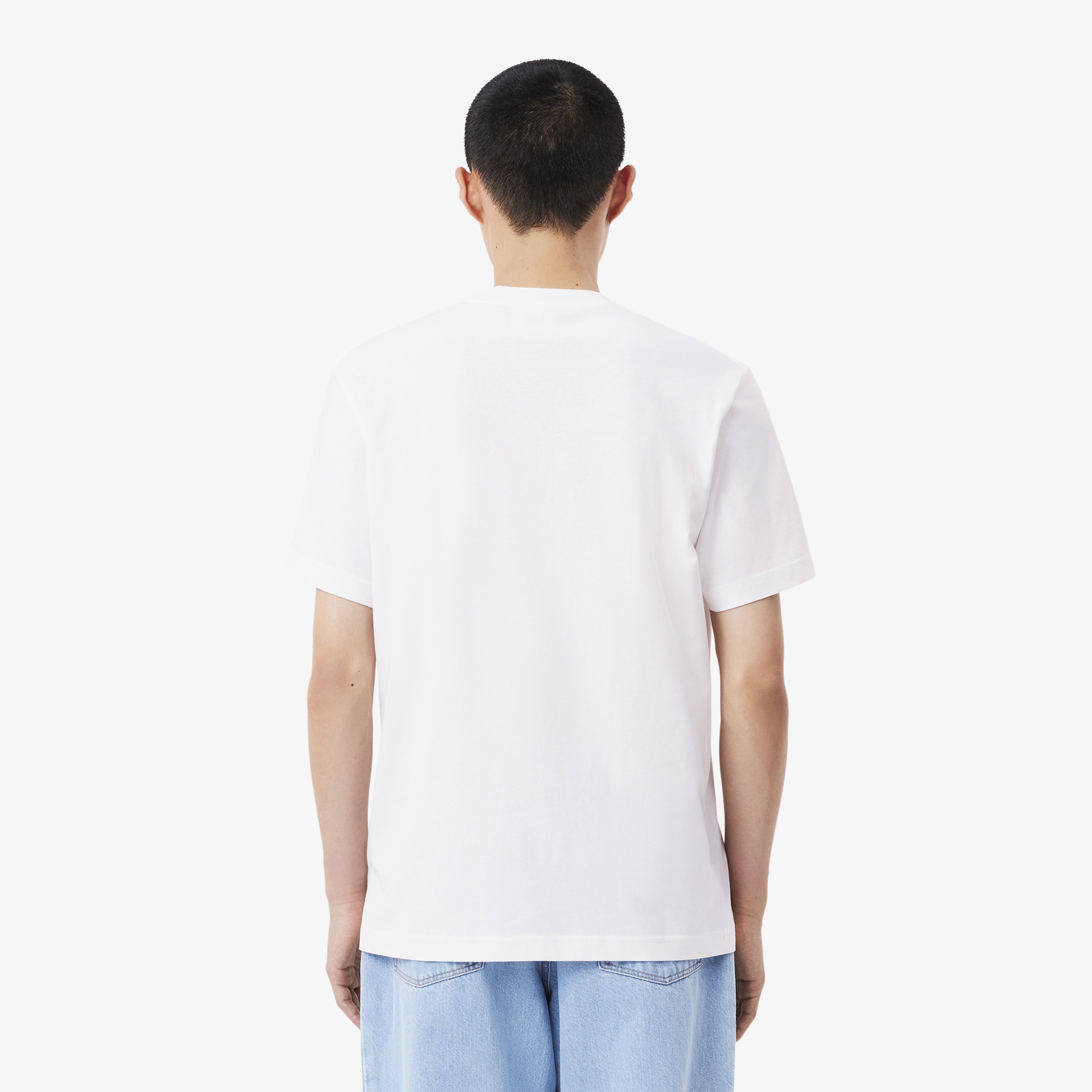 Lacoste Erkek Classic Fit Bisiklet Yaka Beyaz Cepli T-Shirt