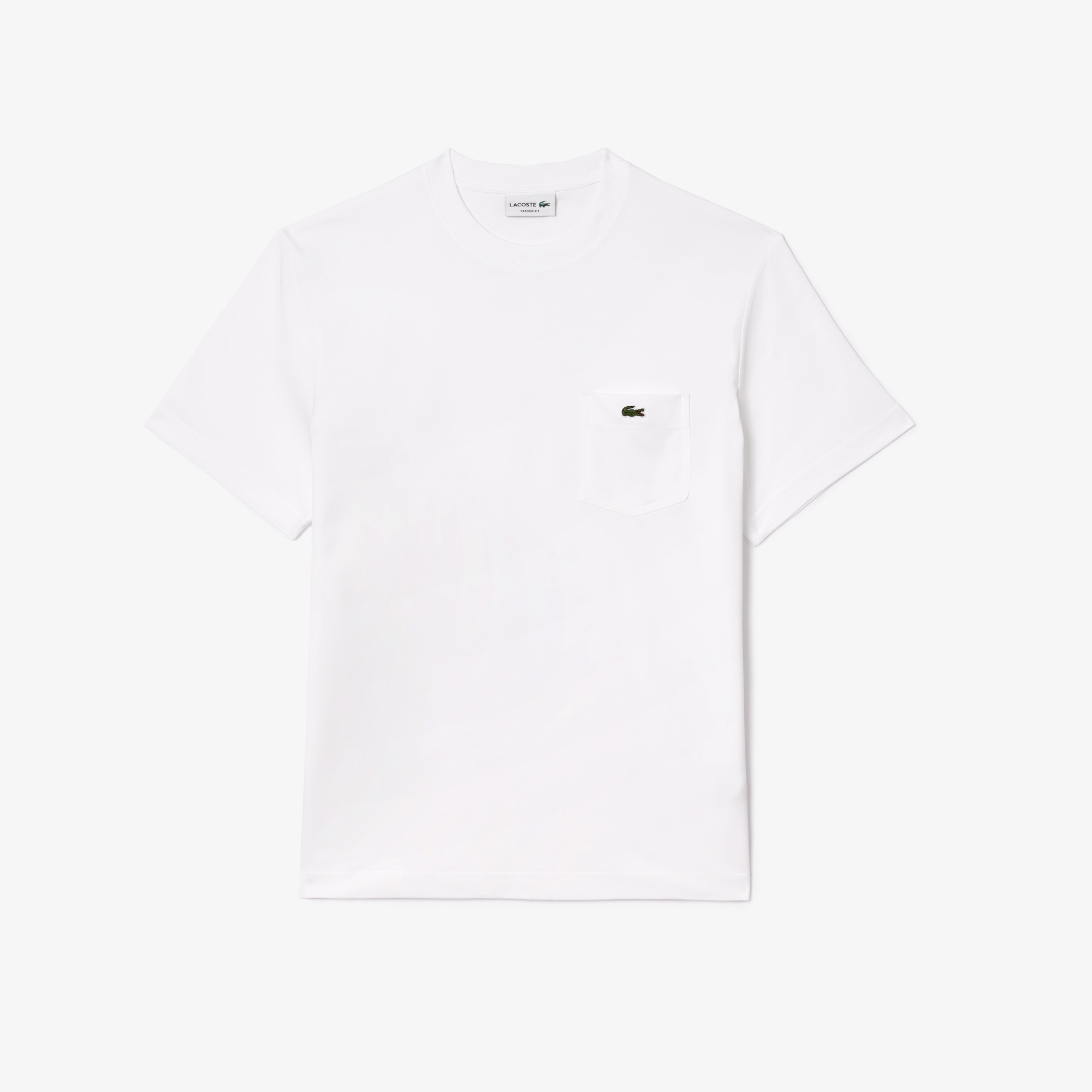 Lacoste Erkek Classic Fit Bisiklet Yaka Beyaz Cepli T-Shirt