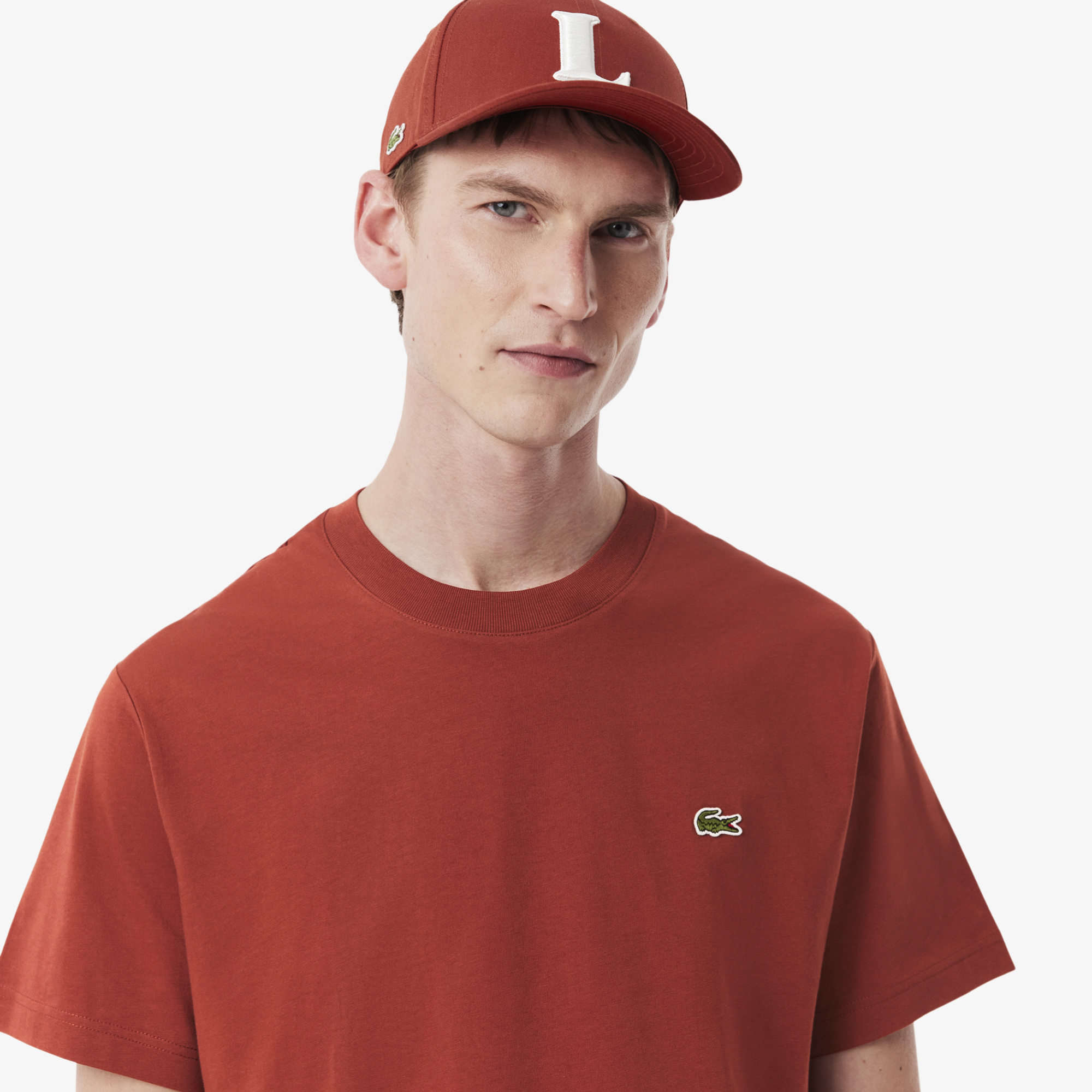 Lacoste Erkek Classic Fit Bisiklet Yaka Koyu Kırmızı T-Shirt görsel 2