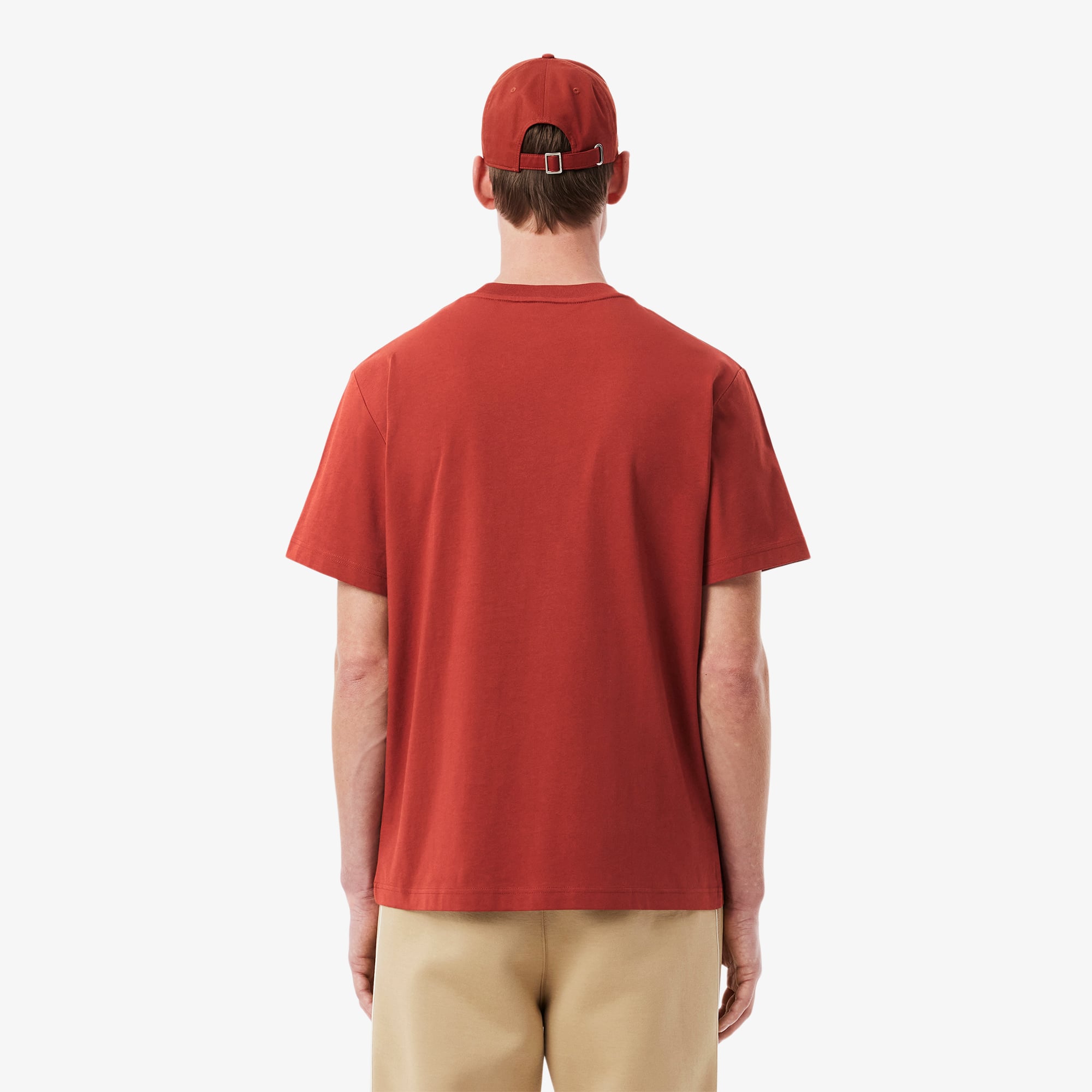 Lacoste Erkek Classic Fit Bisiklet Yaka Koyu Kırmızı T-Shirt görsel 3