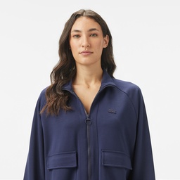 Kadın Loose Fit Fermuarlı Lacivert Sweatshirt Lacivert