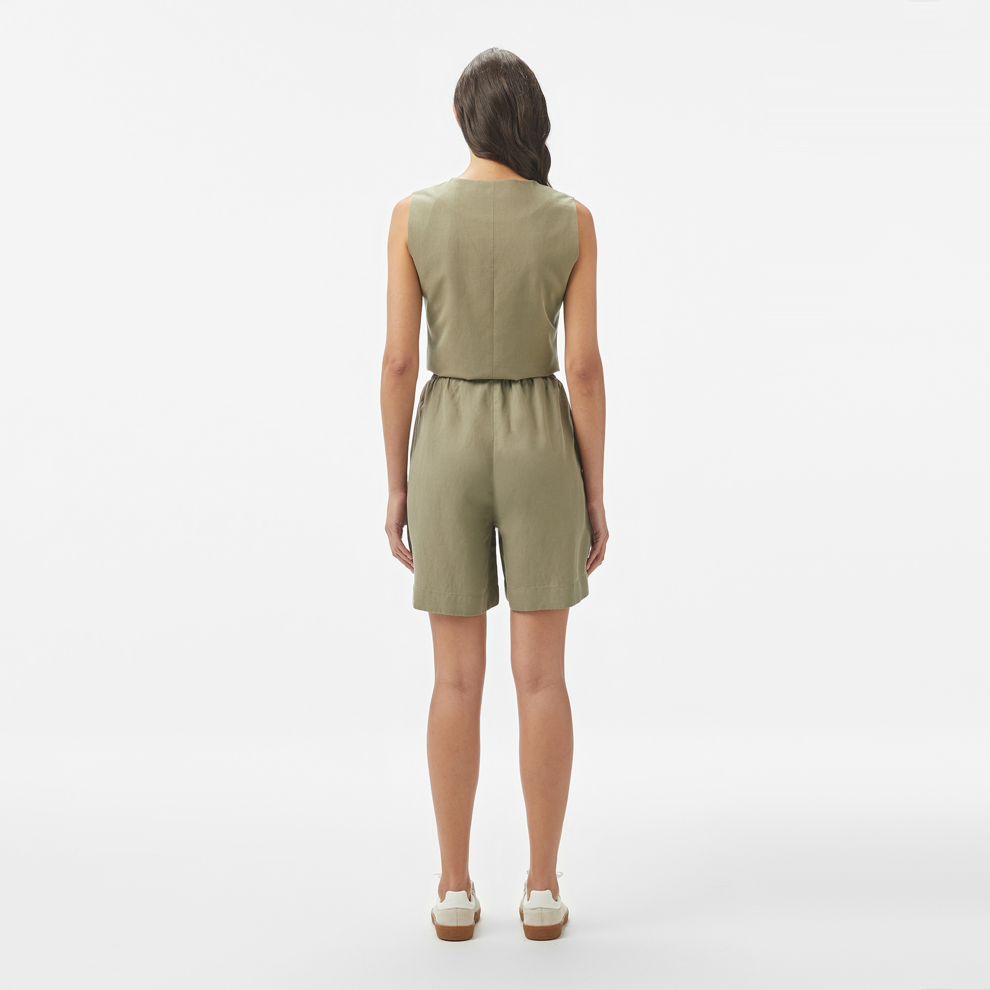 Lacoste Kadın Regular Fit Haki Bermuda Şort