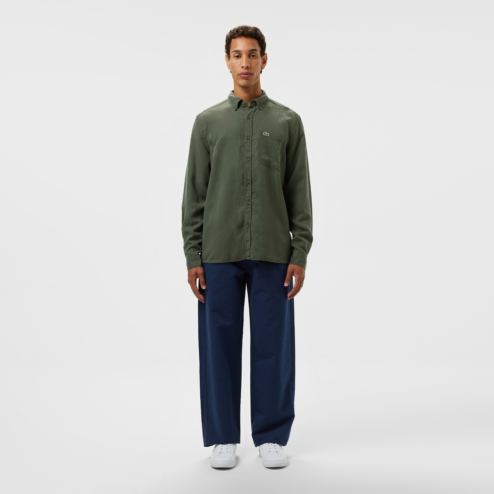 Lacoste Erkek Slim Fit Düğmeli Yaka Haki Gömlek