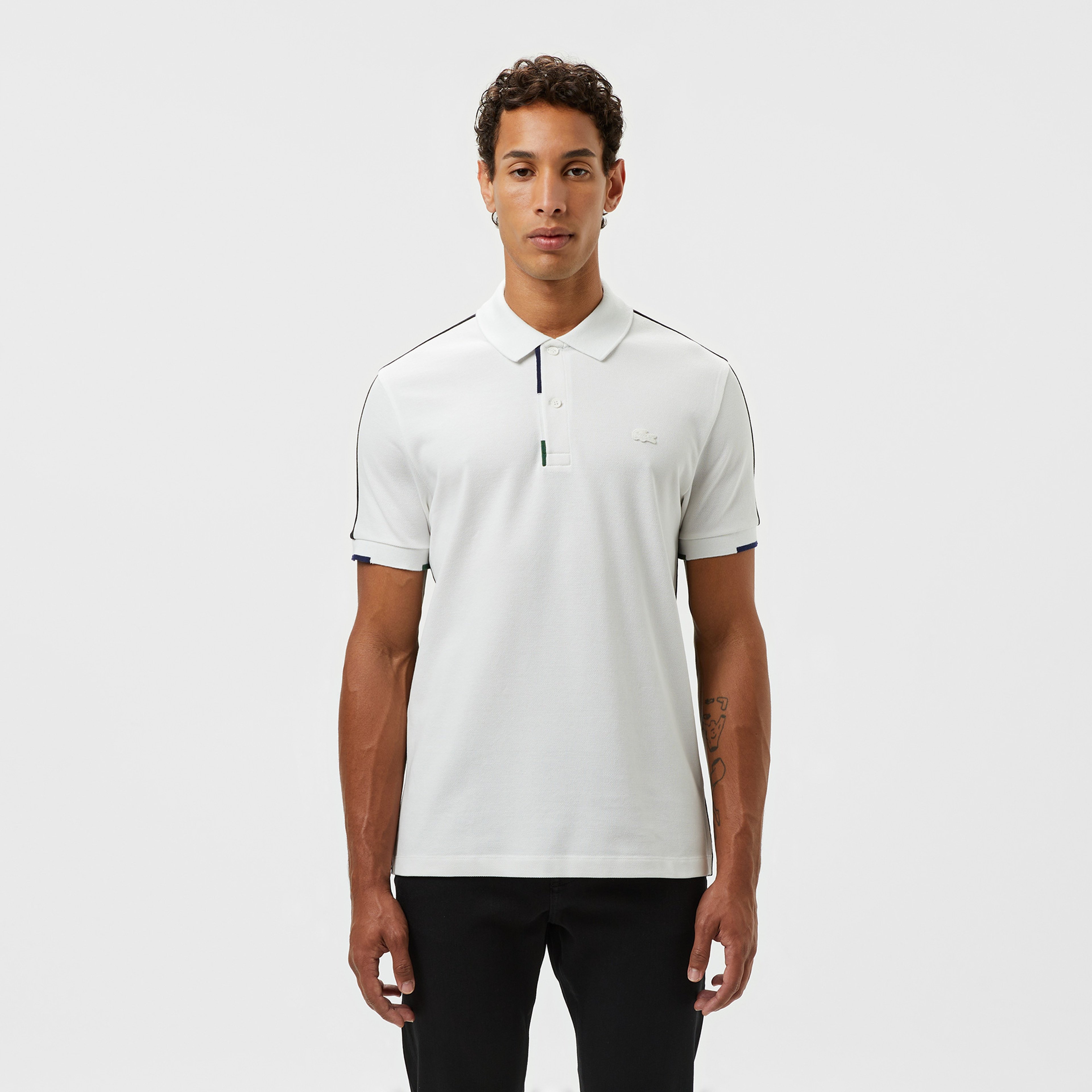 Erkek Regular Fit Renk Bloklu Beyaz Polo Erkek Regular Fit Renk Bloklu Beyaz Polo